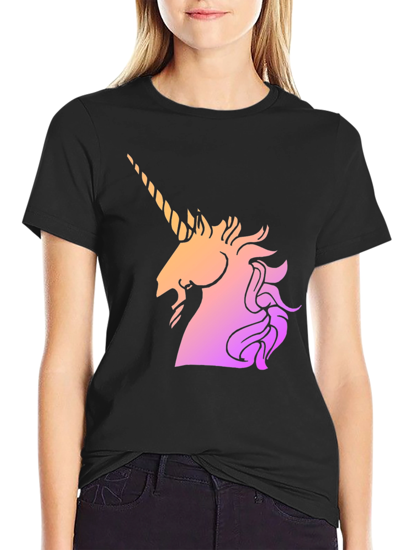 Black Unicorn Graphic Tee - Stylish Black Cotton T-Shirt view 2