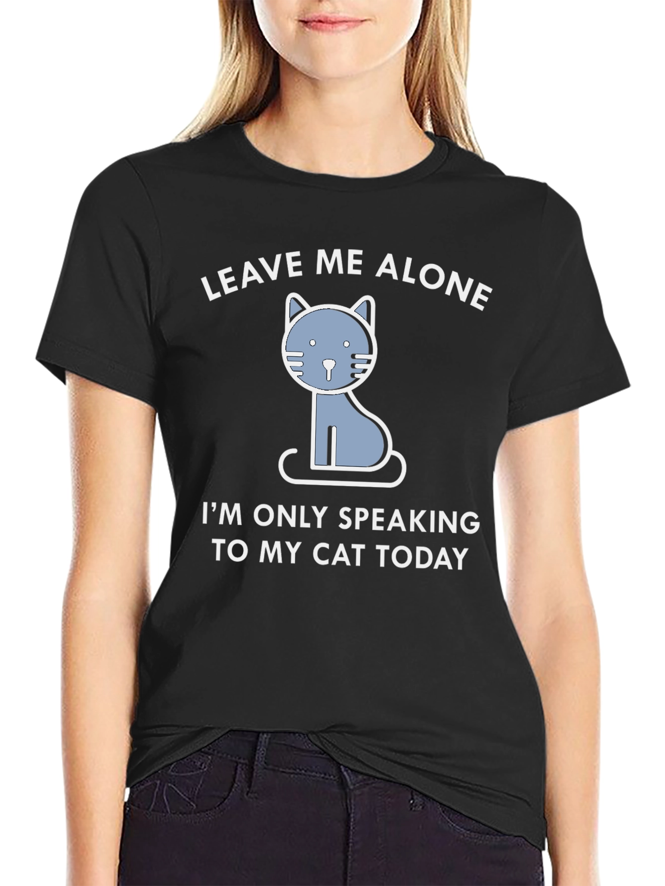 Black Leave Me Alone Cat T-Shirt - Funny Graphic Tee view 2