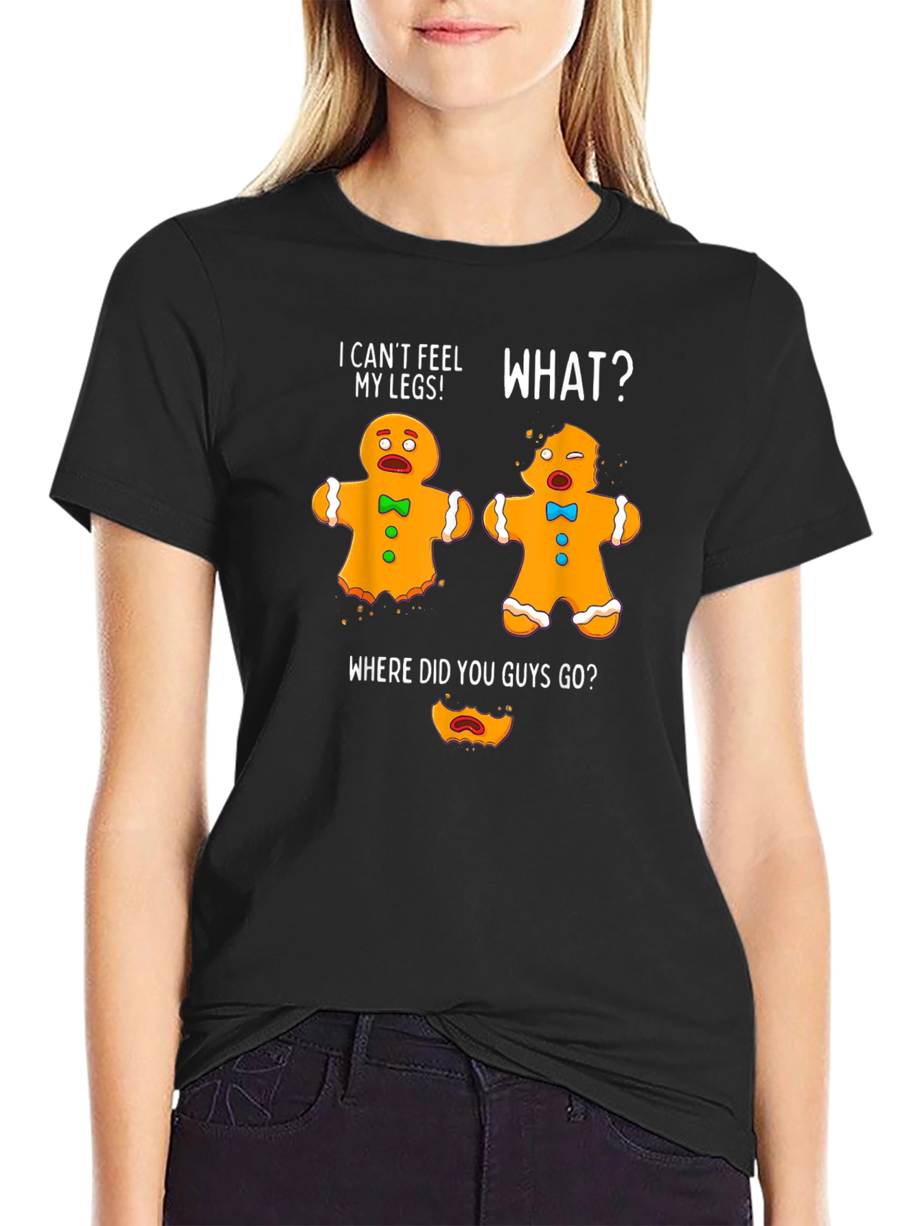 Black Funny Gingerbread Men T-Shirt - I Can't Feel My Legs! view 2