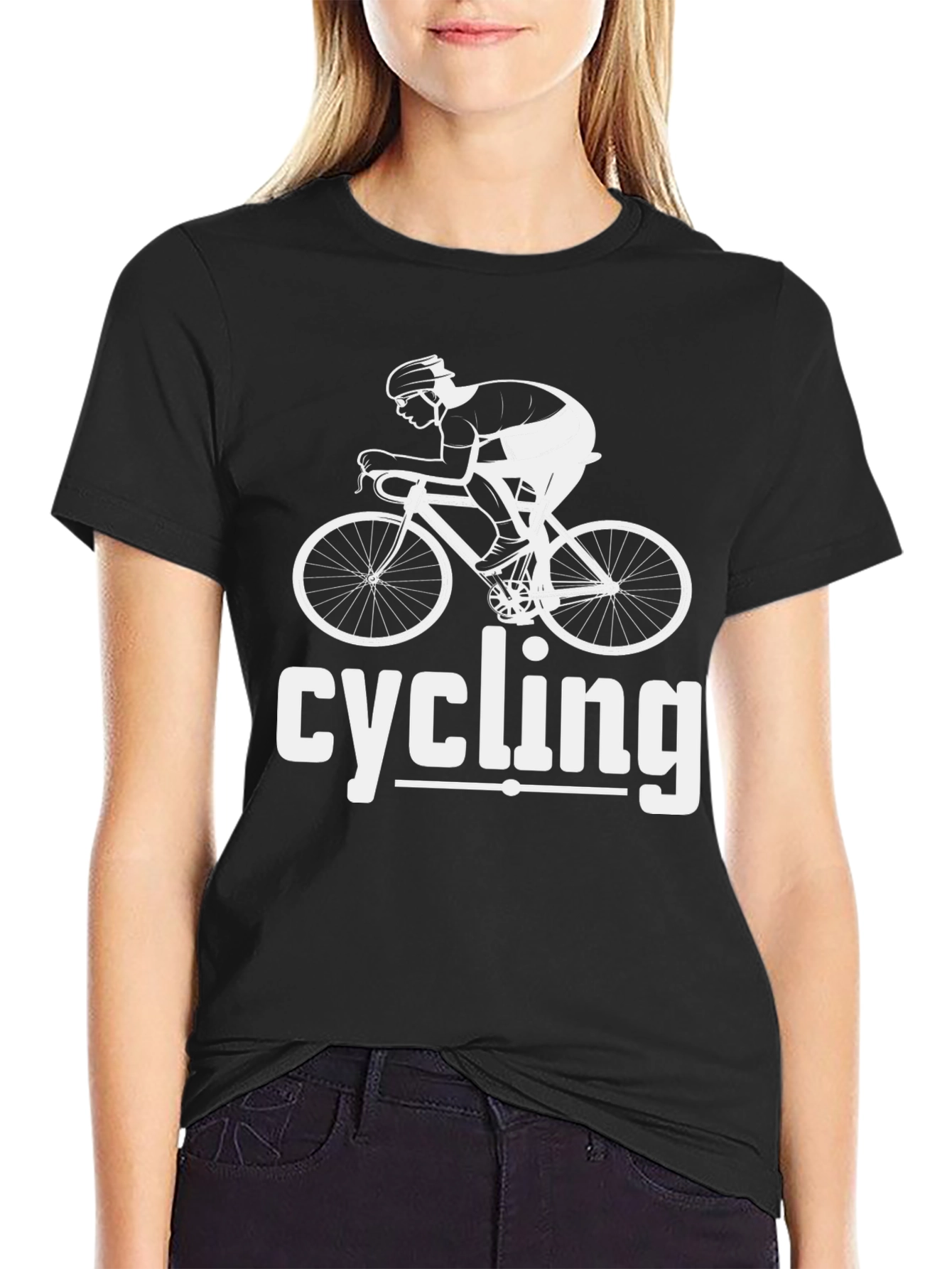 Black Cycling Graphic Tee - Black Cotton Blend view 2