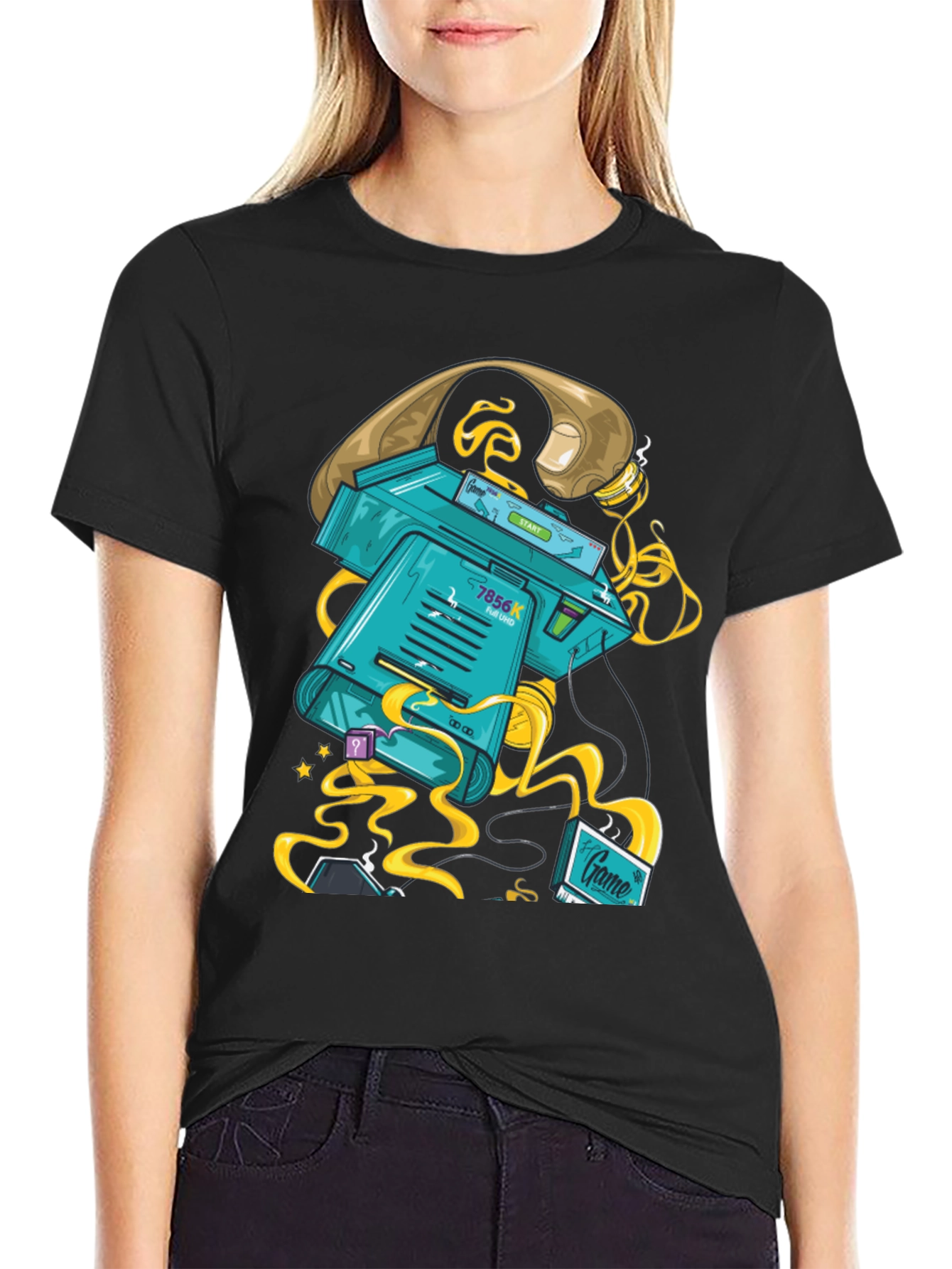 Black Retro Gaming T-Shirt view 2