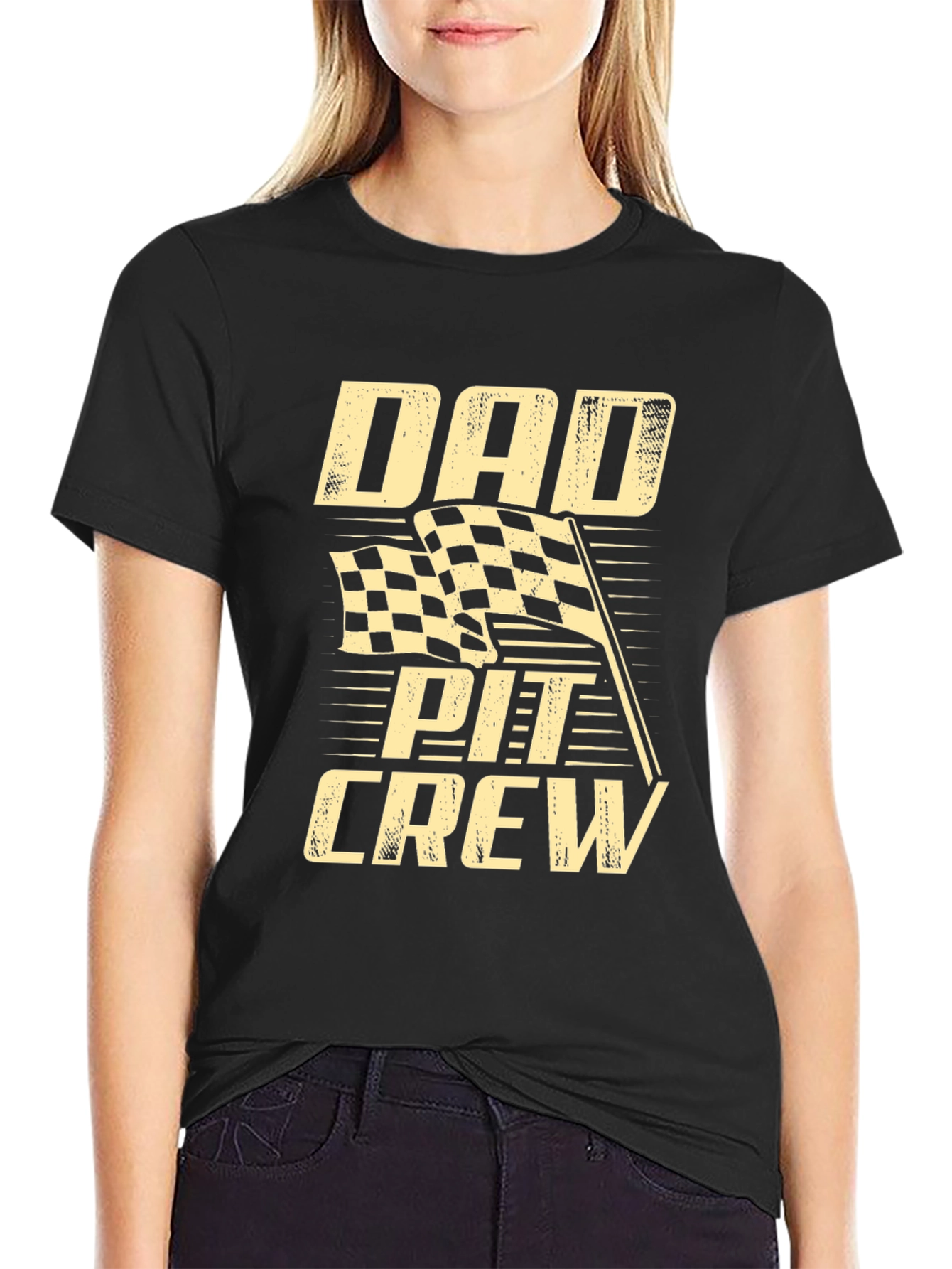 Black Dad Pit Crew T-Shirt - Racing Fan Tee view 2