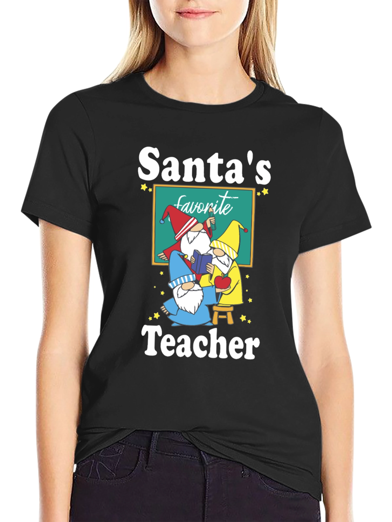 Black Santa's Favorite Teacher T-Shirt view 2
