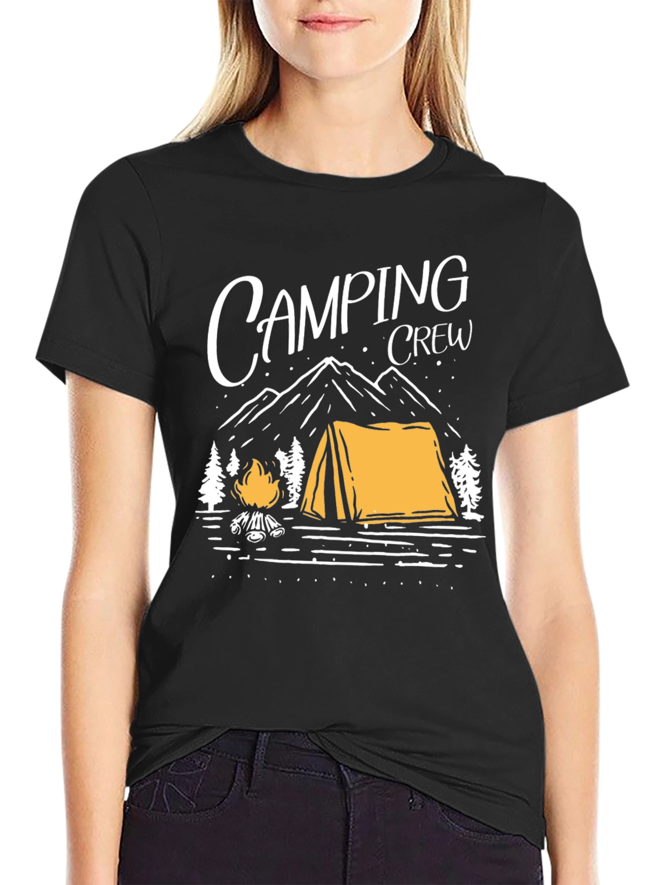Black Camping Crew Graphic Tee - Outdoor Adventure Shirt view 2