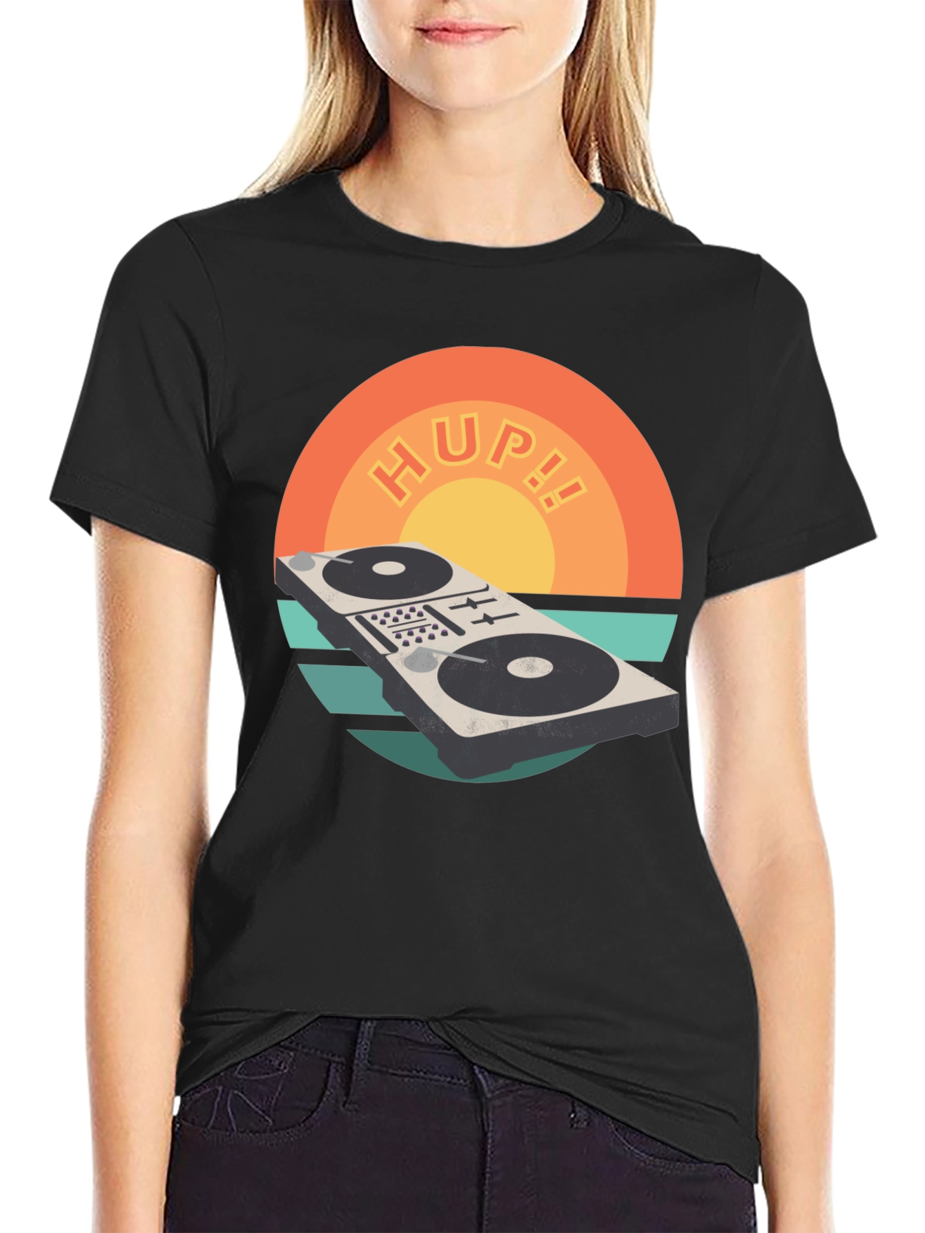 Black Retro DJ Mixer T-Shirt - HUP!! Graphic Tee view 2
