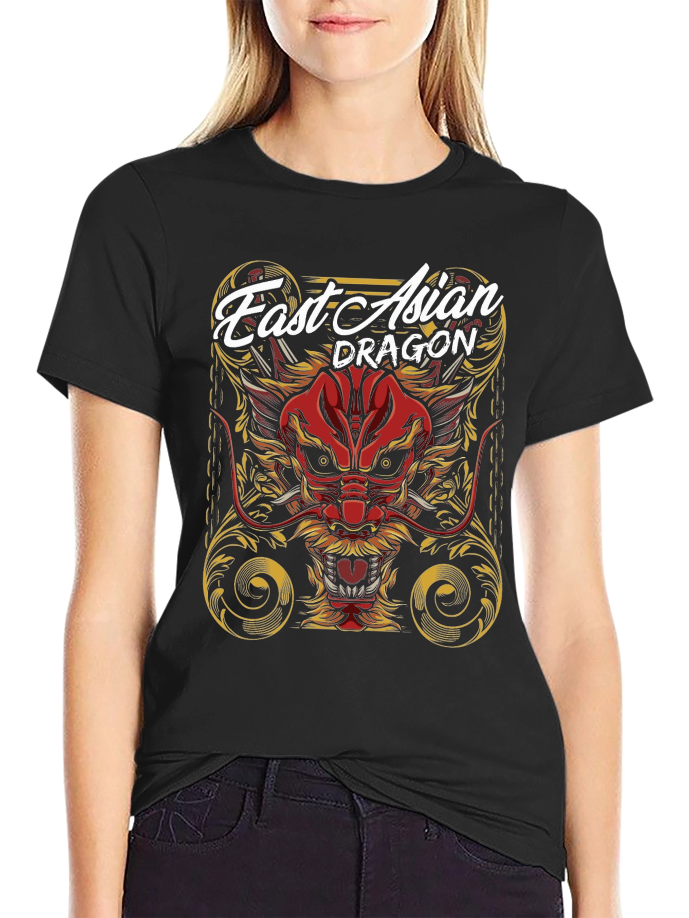 Black Fast Asian Dragon Graphic Tee view 2