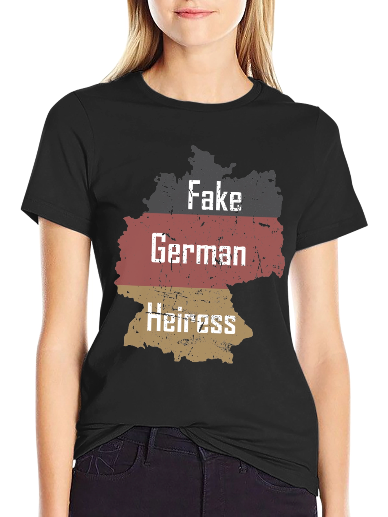 Black Fake German Heiress T-Shirt Funny Sarcastic Tee view 2