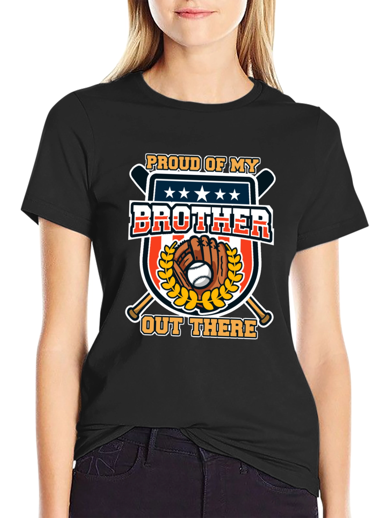 Black Proud Brother Baseball T-Shirt view 2