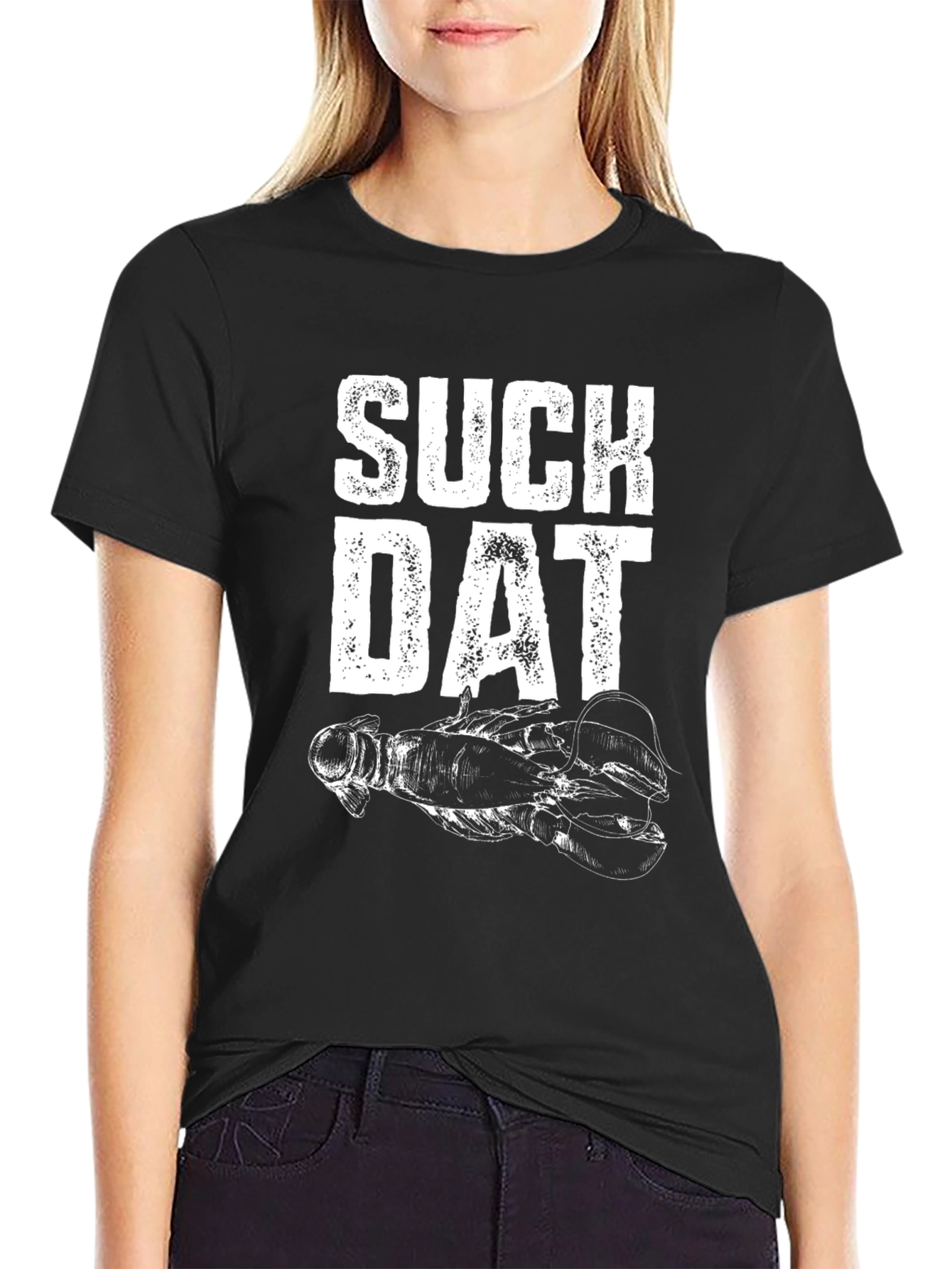Black Suck Dat Crawfish T-Shirt view 2