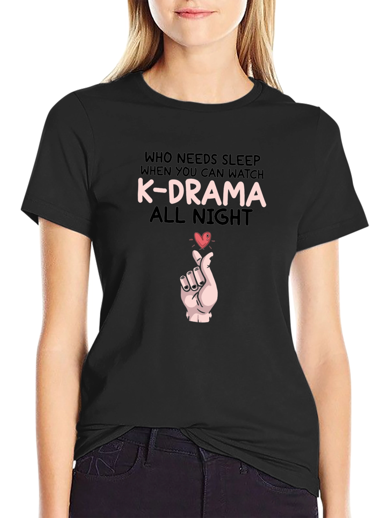 Black K-Drama All Night Graphic Tee view 2