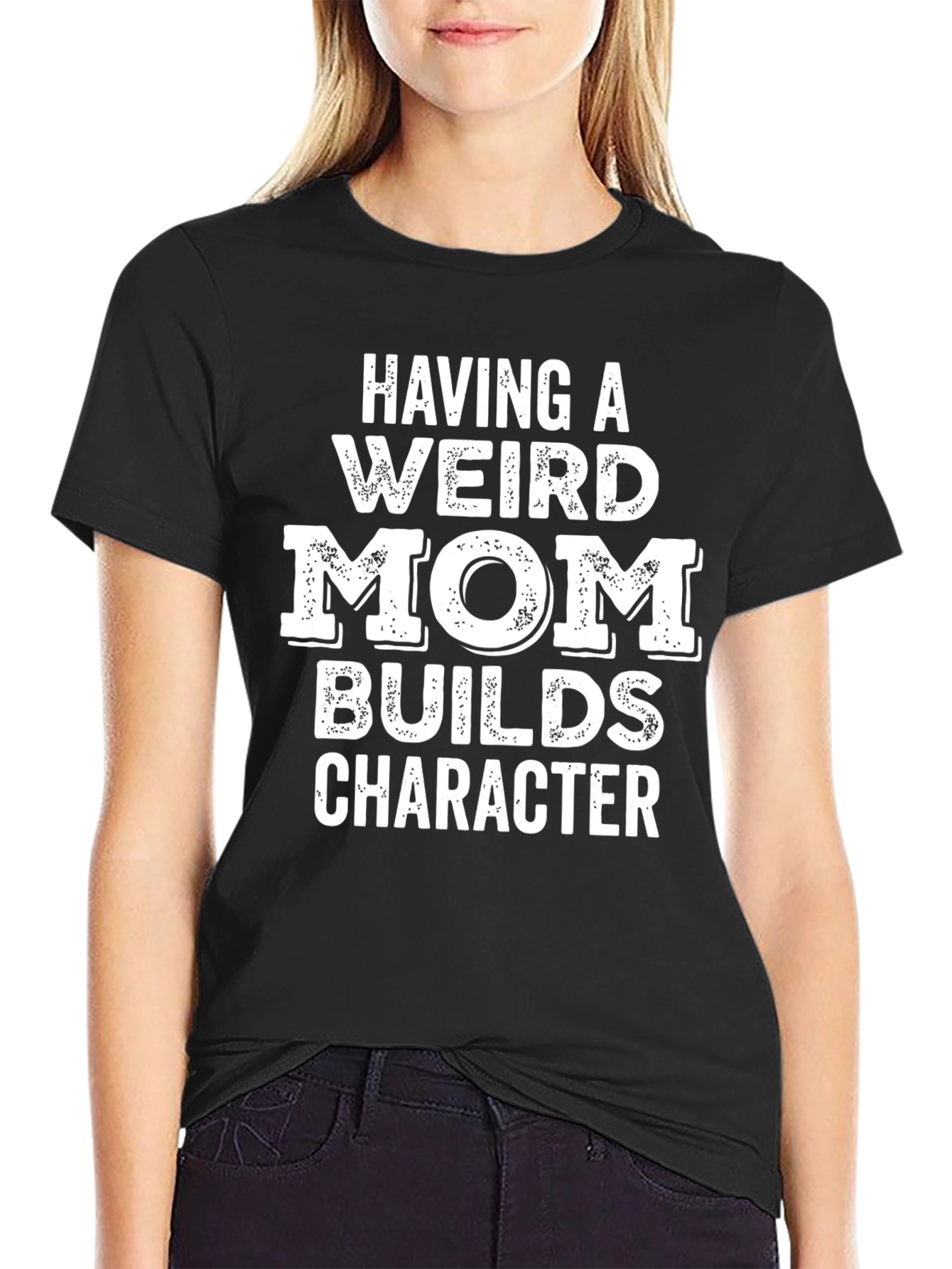 Black Funny 'Weird Mom' Graphic T-Shirt view 2