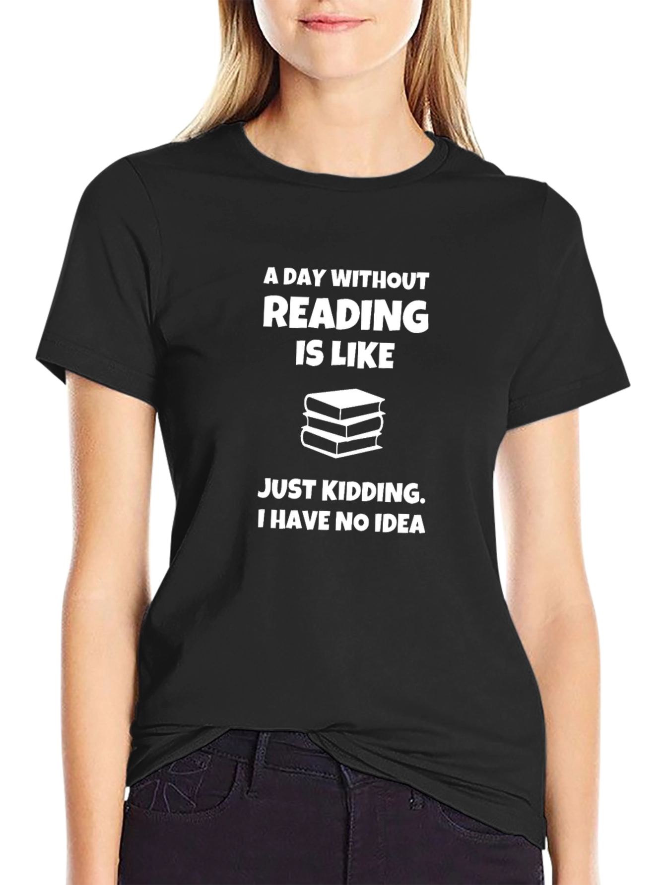 Black Funny Reading T-Shirt - A Day Without Reading view 2