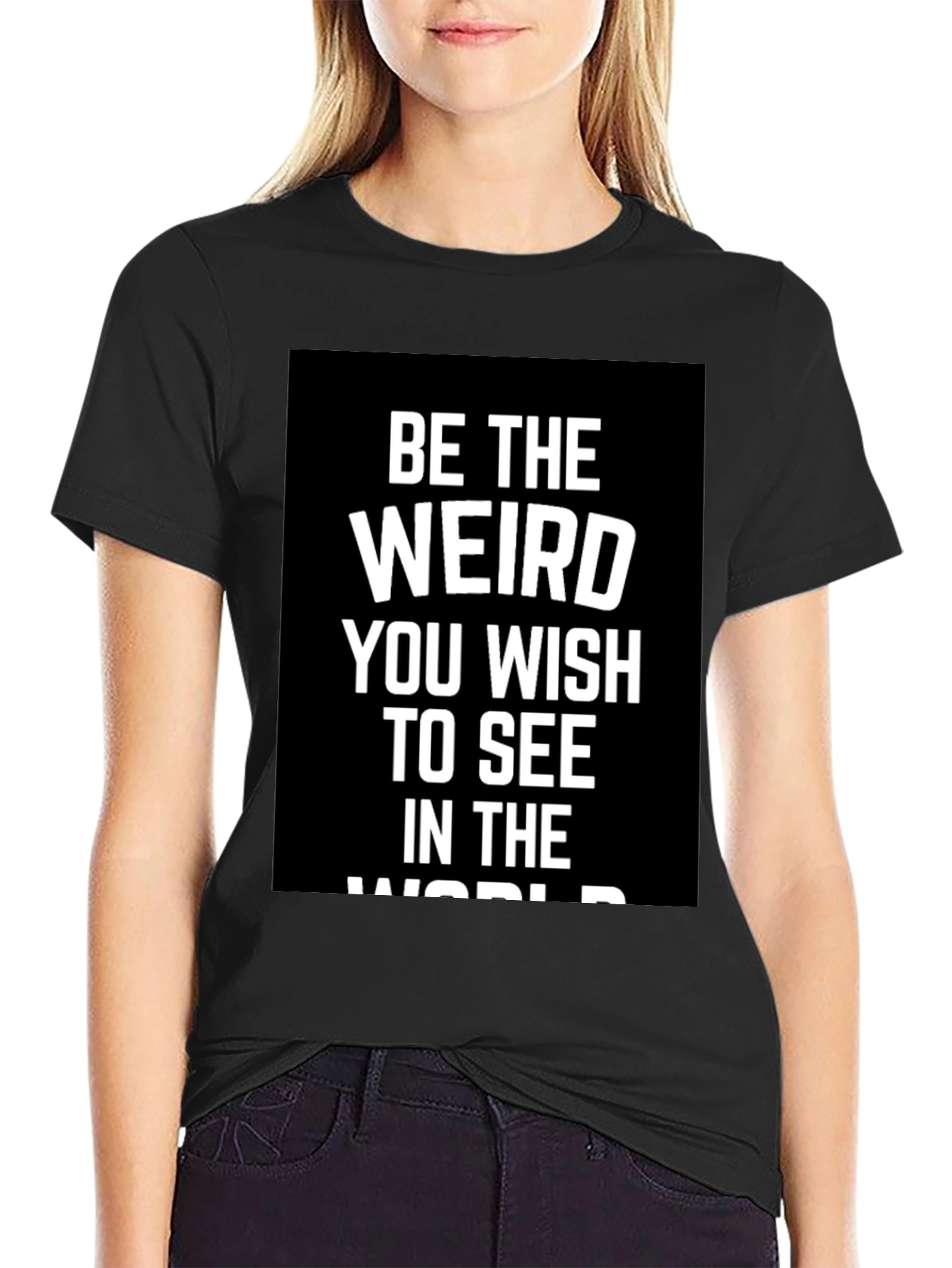 Black Be The Weird T-Shirt - Inspirational Graphic Tee view 2