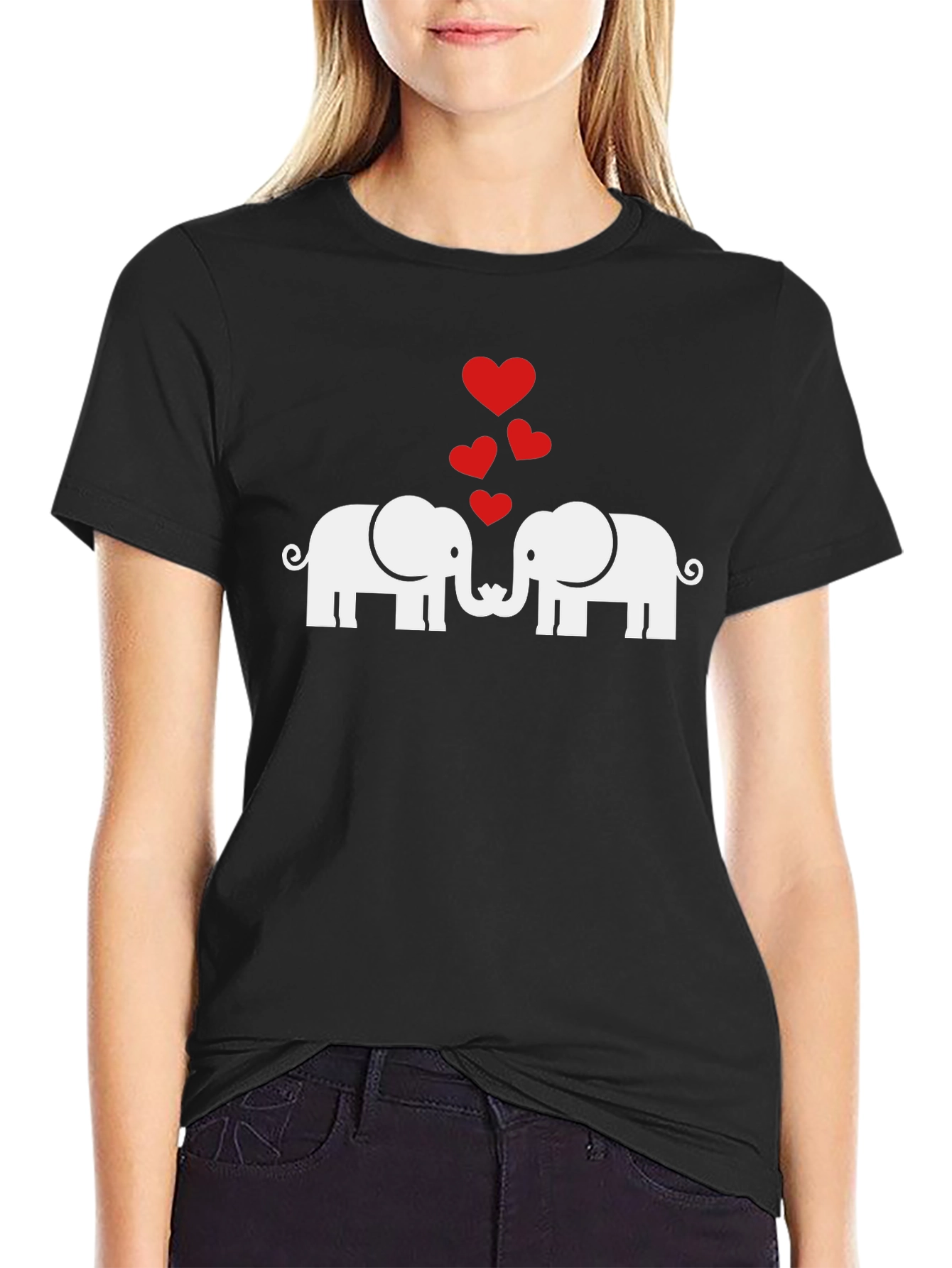 Black Elephant Love Graphic T-Shirt - Soft Cotton Blend view 2