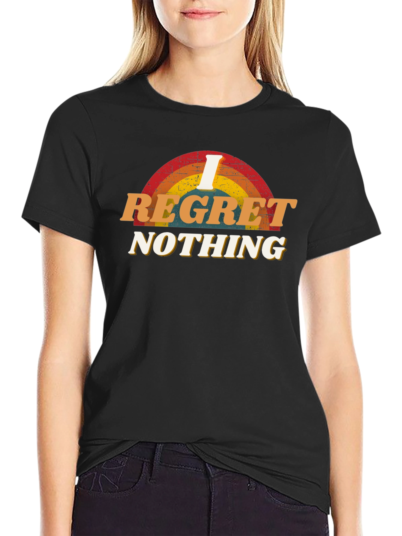 Black I Regret Nothing Graphic Tee - Black view 2