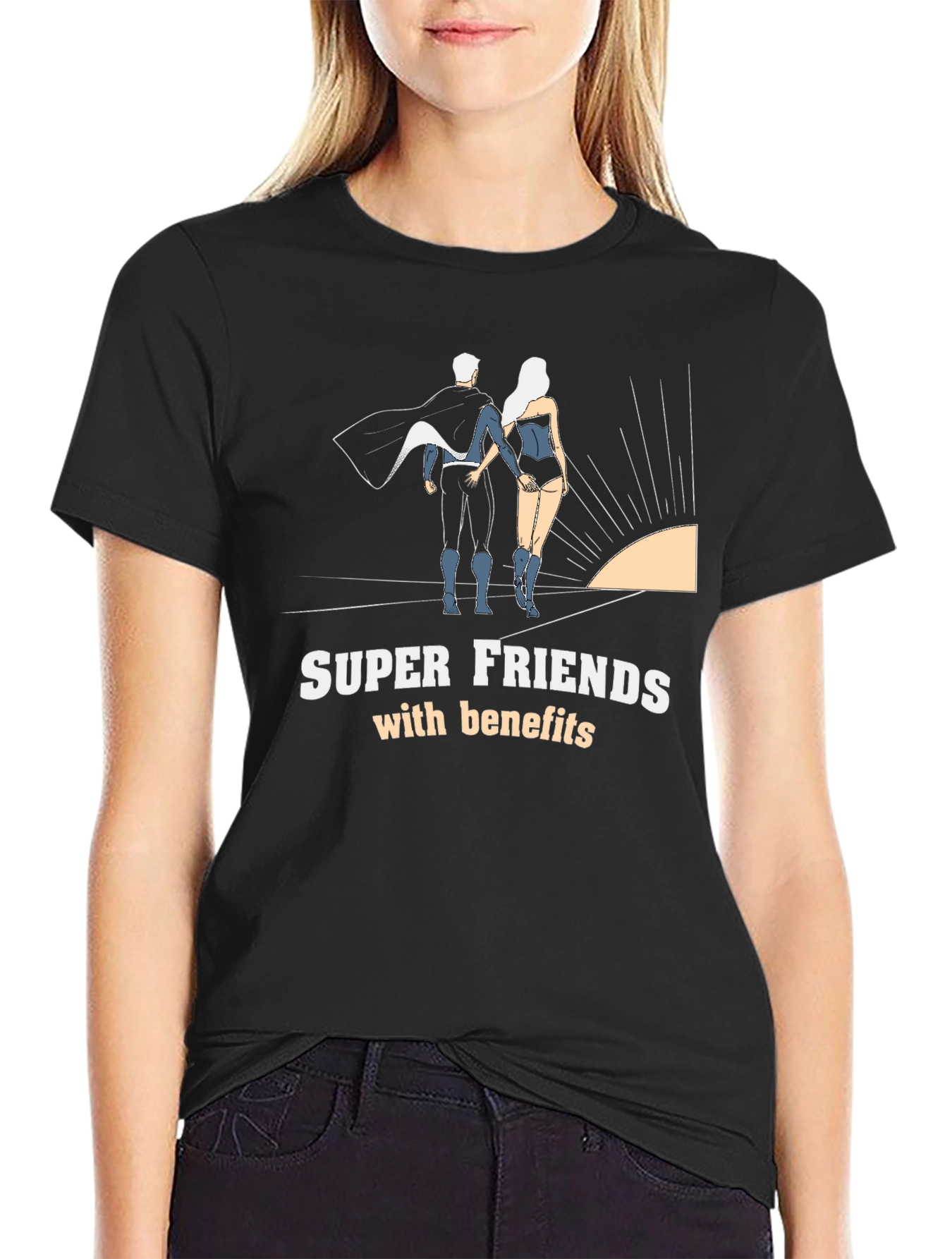 Black Super Friends with Benefits T-Shirt view 2