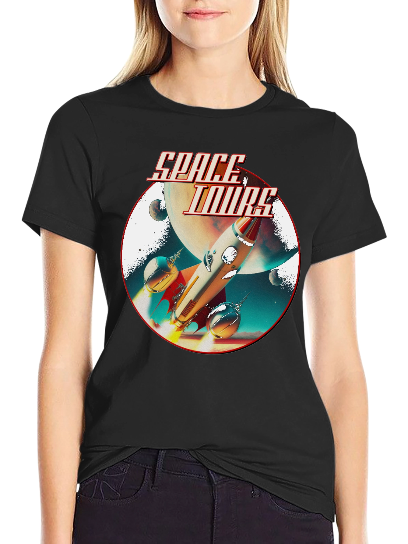 Black Space Tours Black T-Shirt view 2