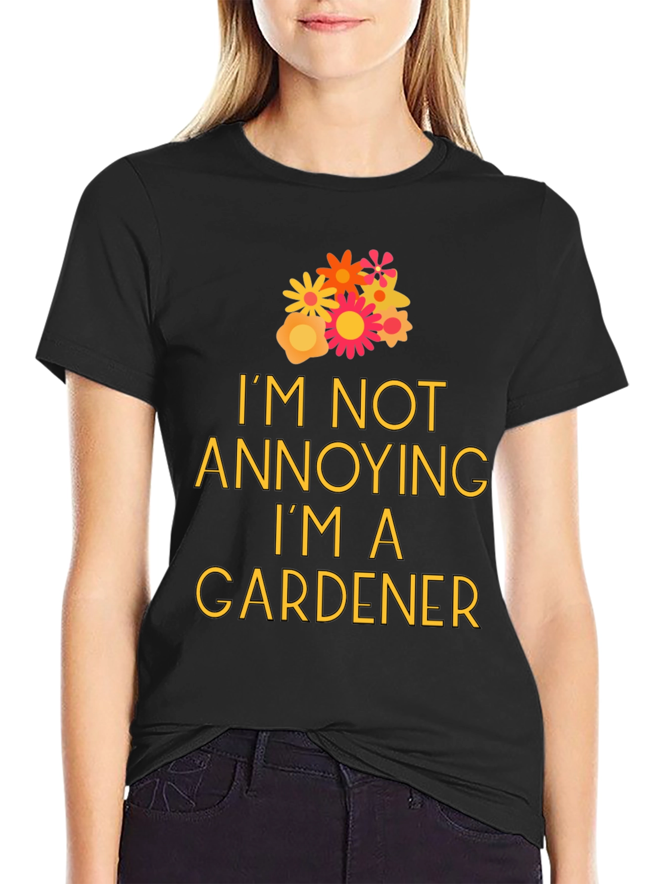Black Gardener T-Shirt - "I'm Not Annoying" Graphic Tee view 2