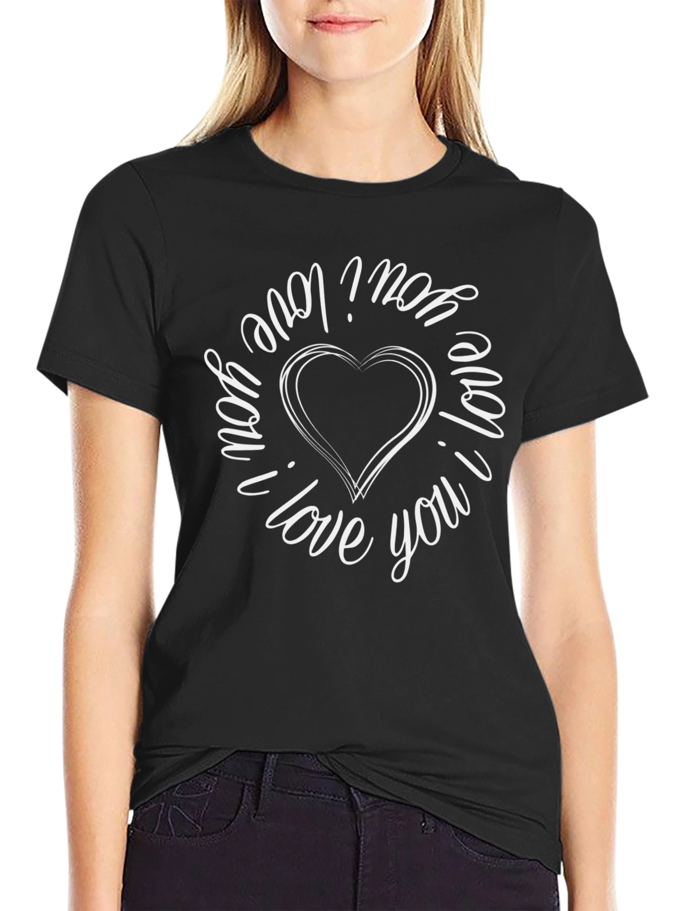 Black I Love You Heart Graphic Tee - Black view 2