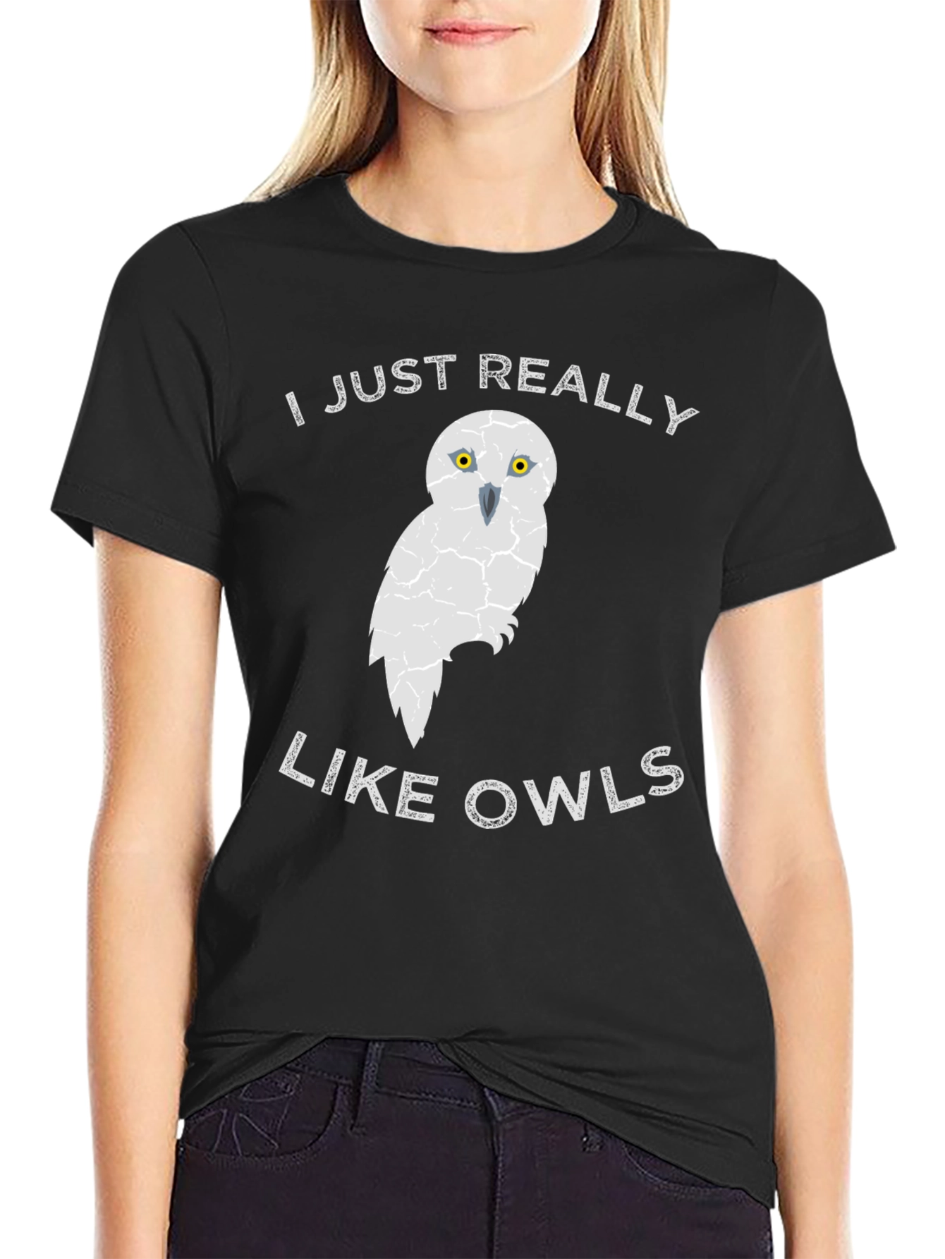 Black I Just Really Like Owls Black Tee view 2