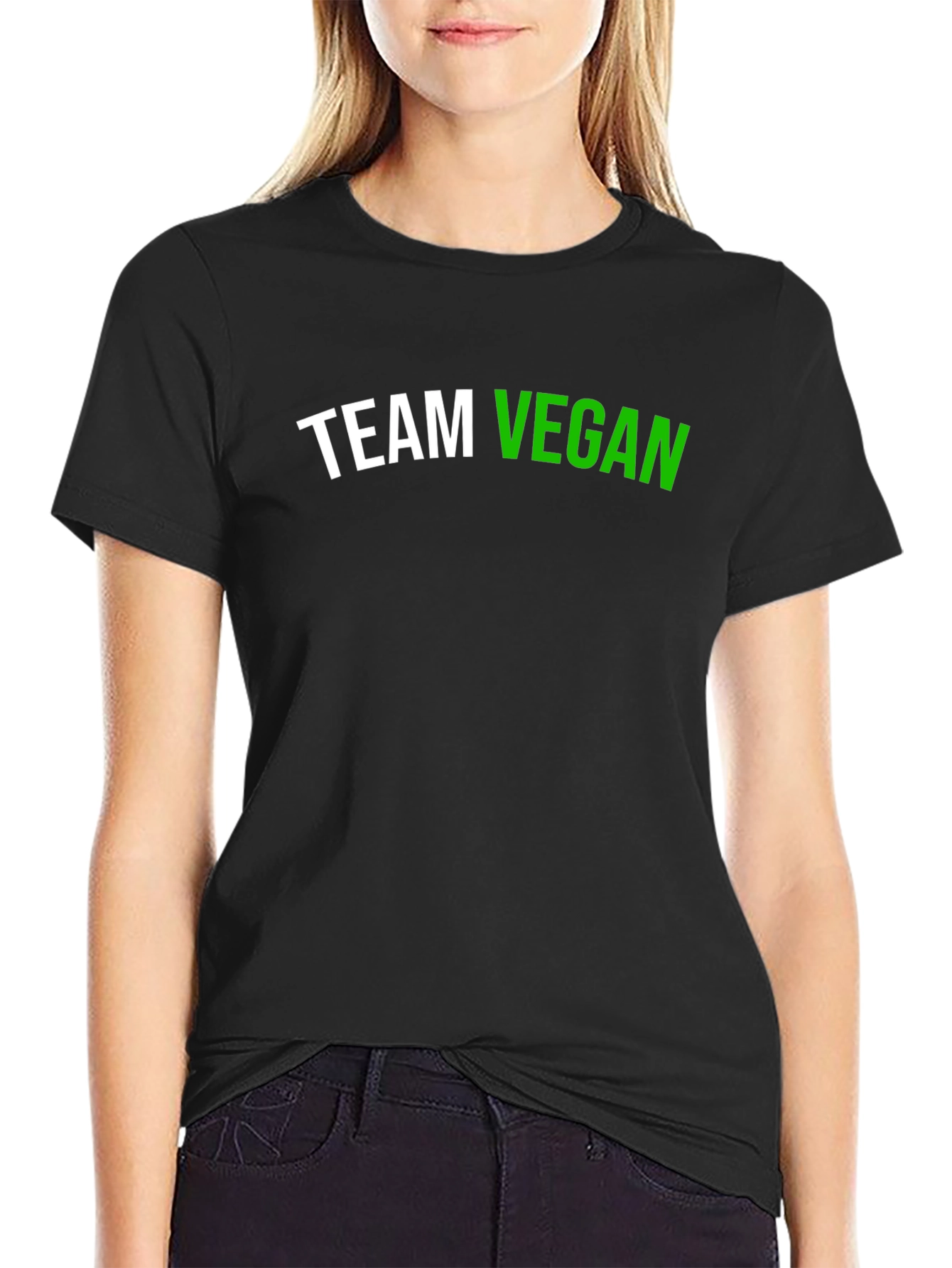 Black Team Vegan Graphic T-Shirt - Black view 2