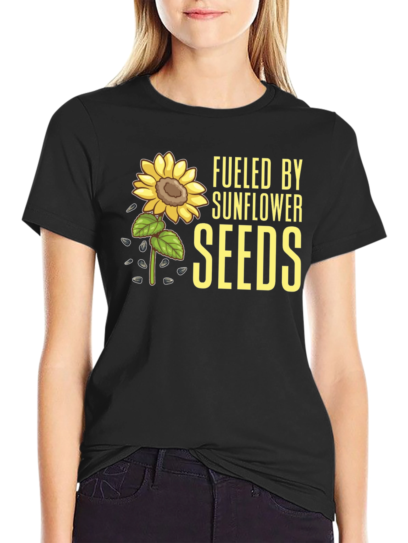 Sunflower Seeds Graphic Tee - Black Cotton T-Shirt - 2
