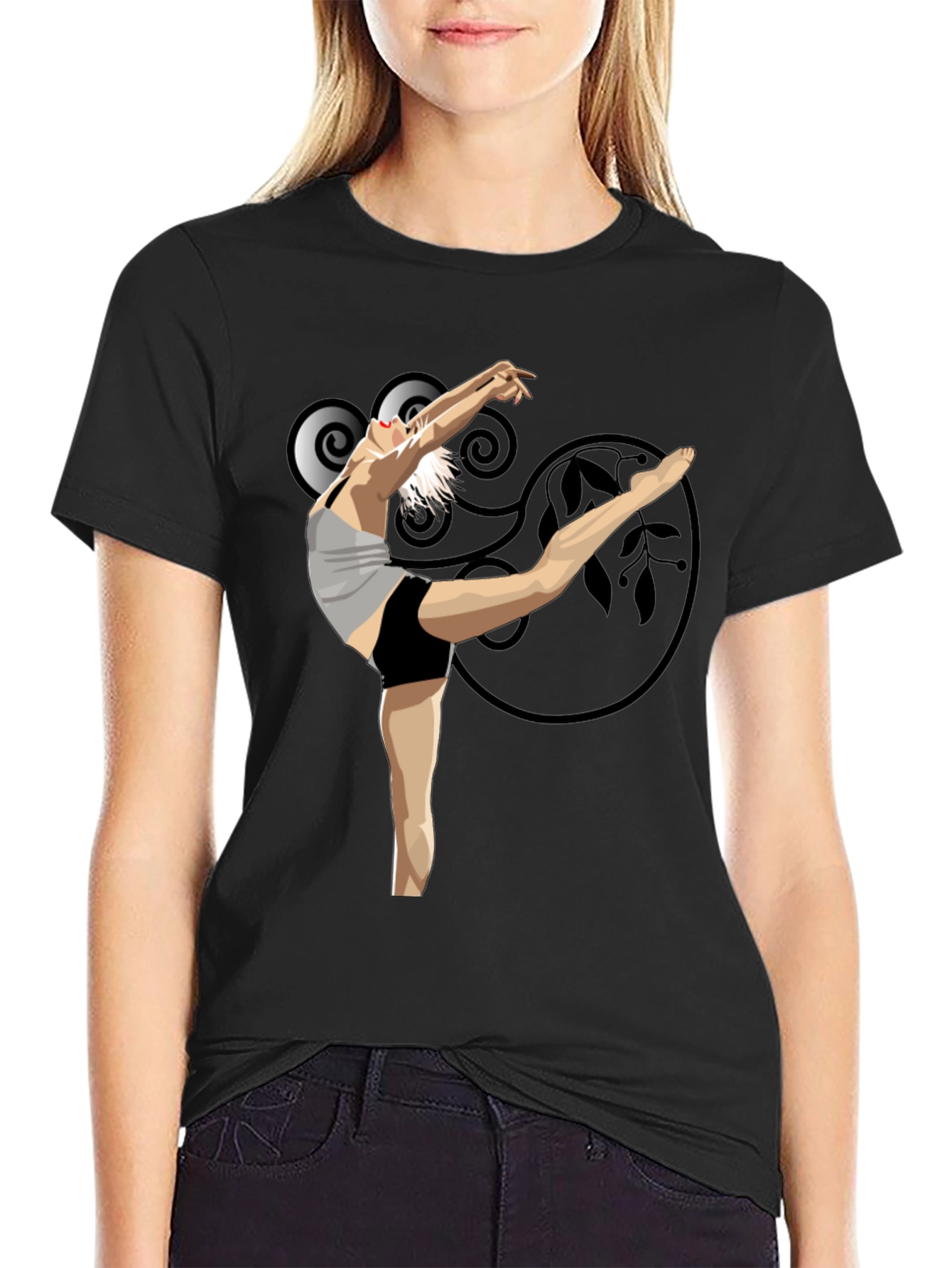 Black Ballet Dancer Graphic Black T-Shirt view 2