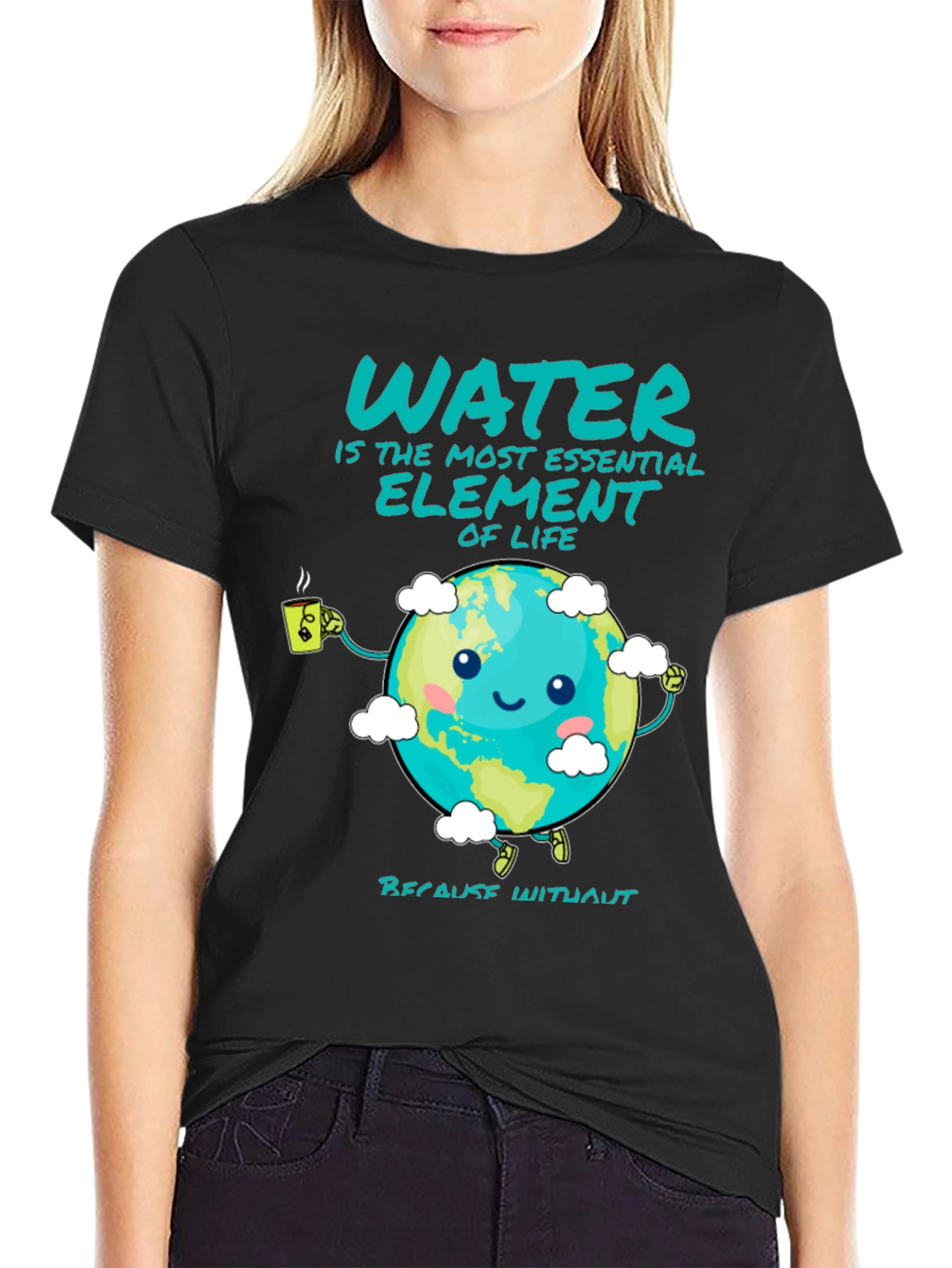 Black Essential Water Element Graphic Tee view 2