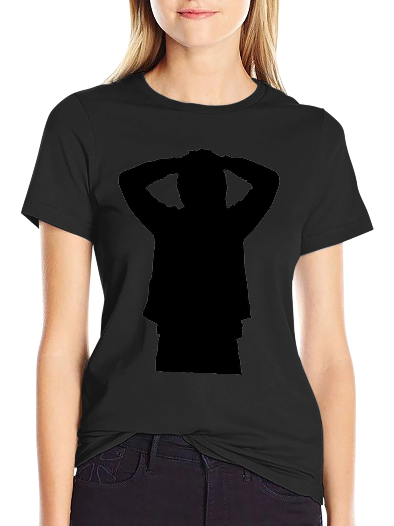 Black Silhouette Graphic Print Crew Neck T-Shirt view 2