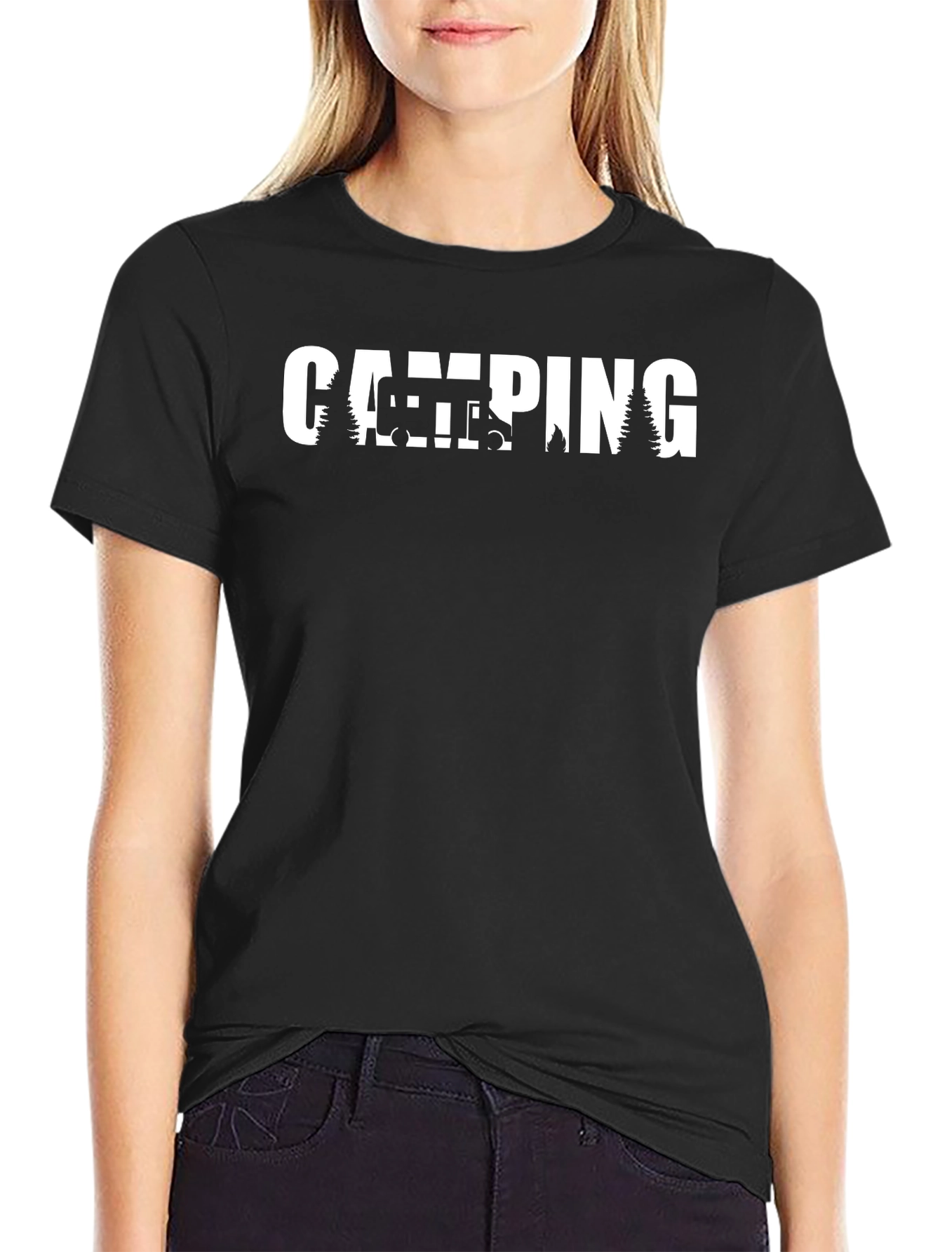 Black Camping Adventure T-Shirt - Black view 2