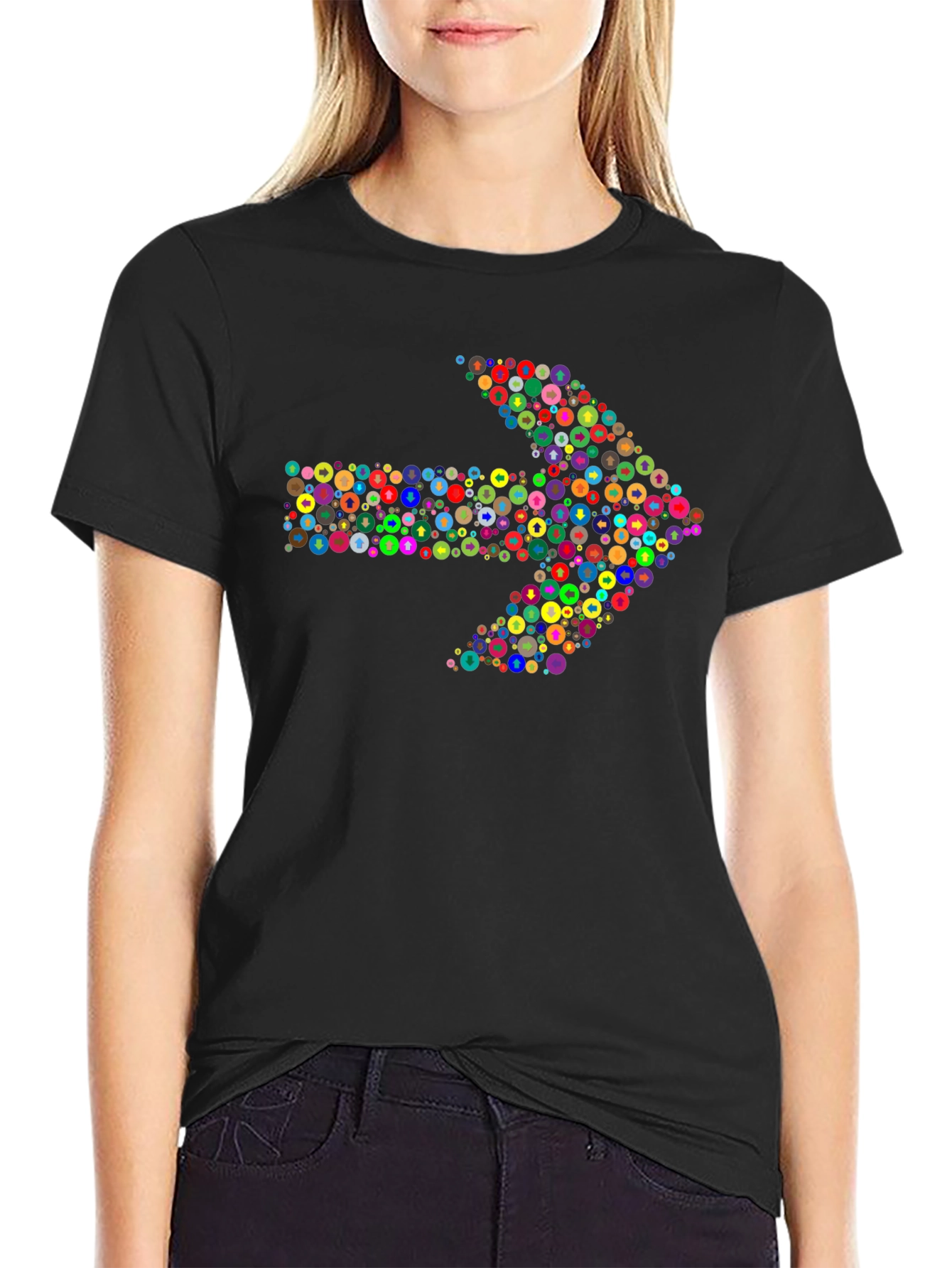 Black Colorful Arrow Graphic T-Shirt view 2