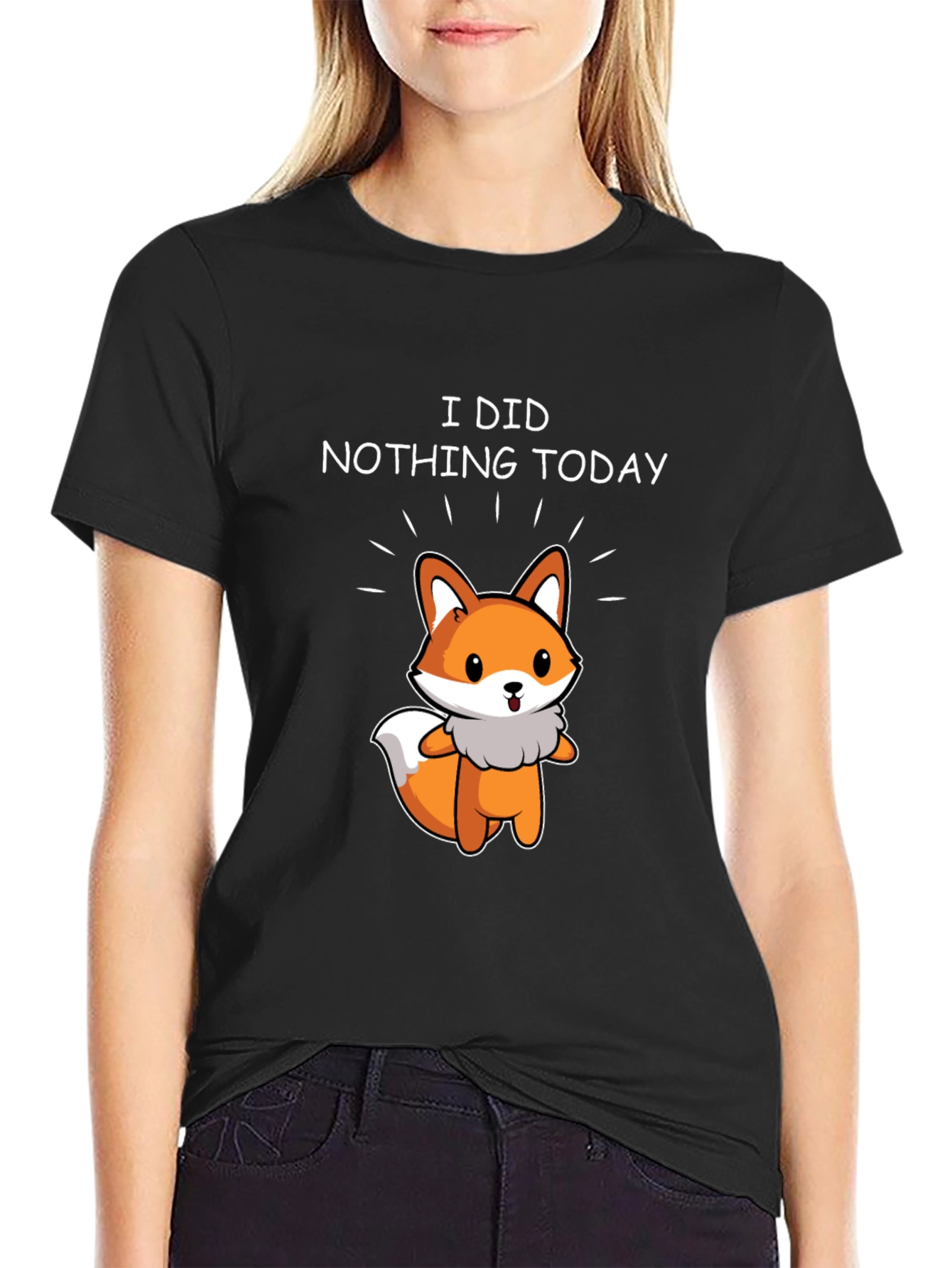 Black I Did Nothing Today Fox T-Shirt - Relax & Enjoy! view 2