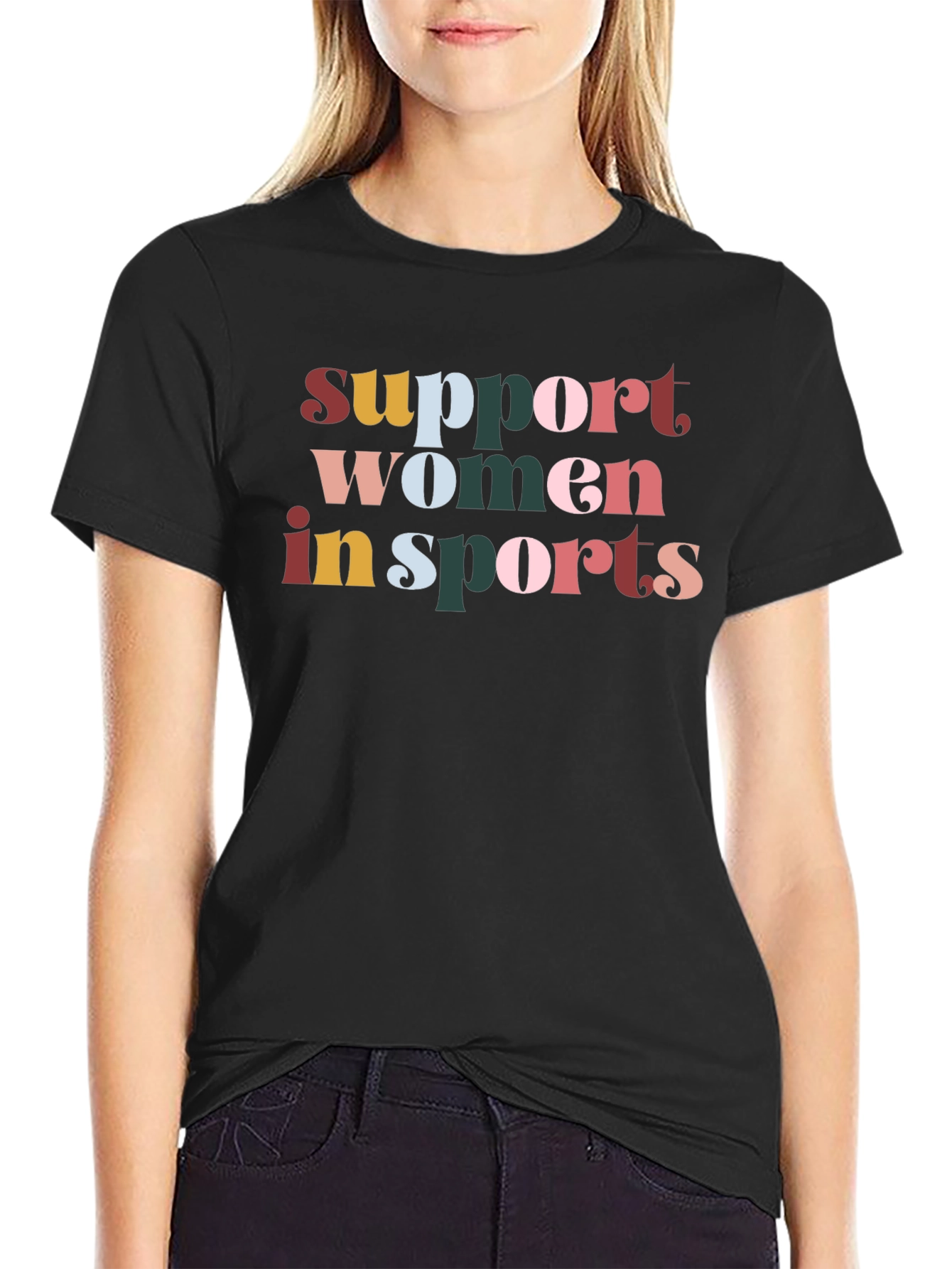 Black Support Women in Sports Graphic Tee view 2
