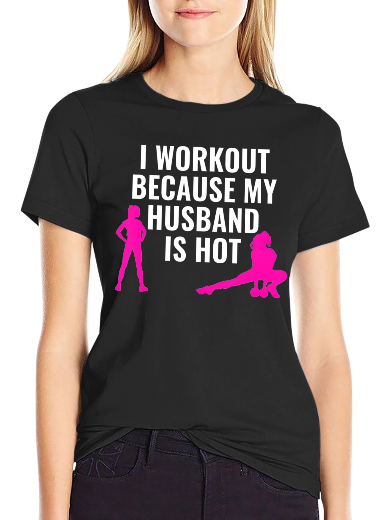 Black Workout Because My Husband is Hot T-Shirt view 2