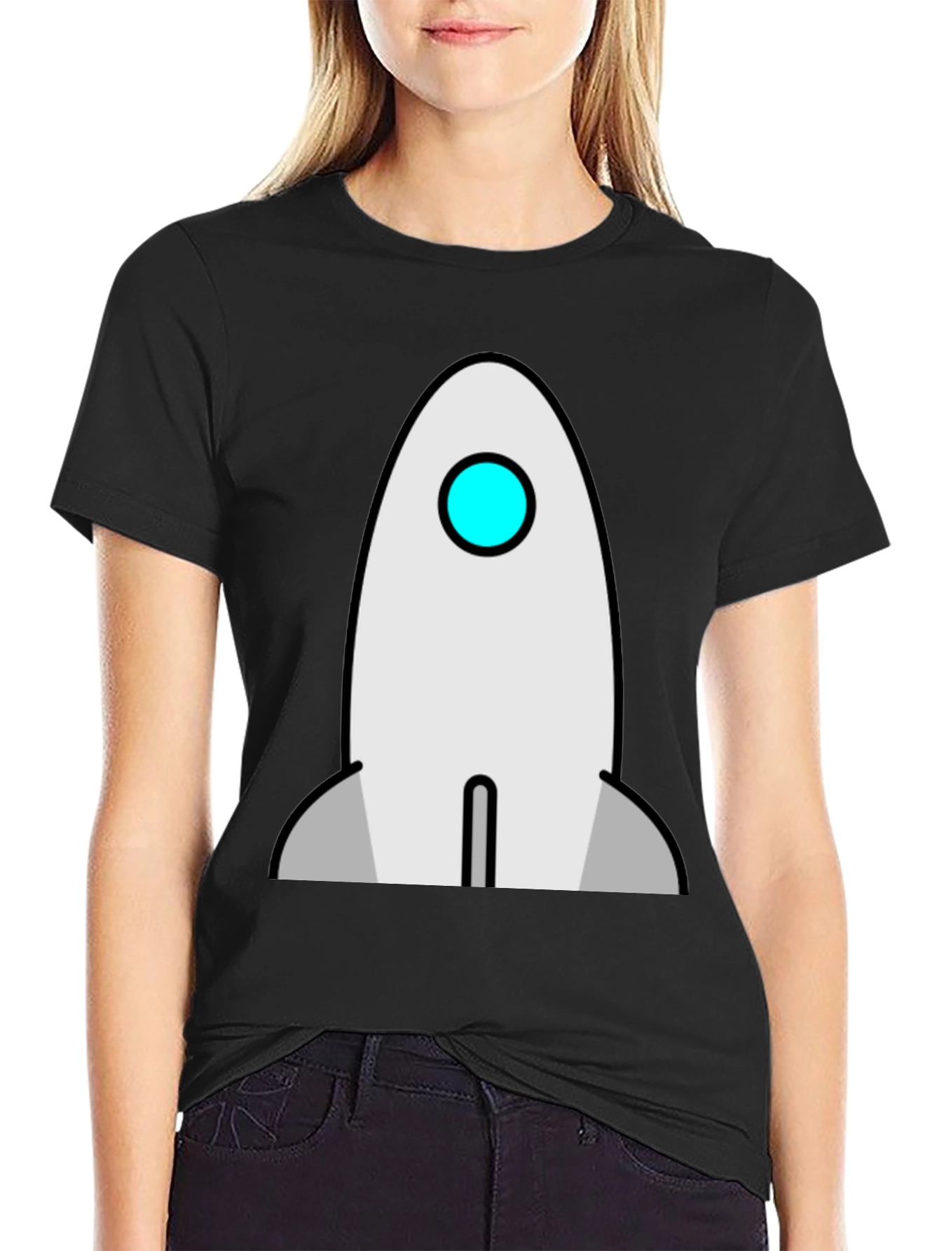 Black Rocket Graphic T-Shirt - Black Cotton Crew Neck Tee view 2