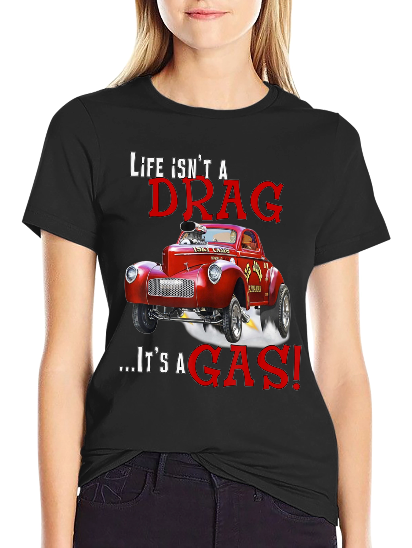 Black Life Isn't a Drag T-Shirt: Hot Rod Design view 2