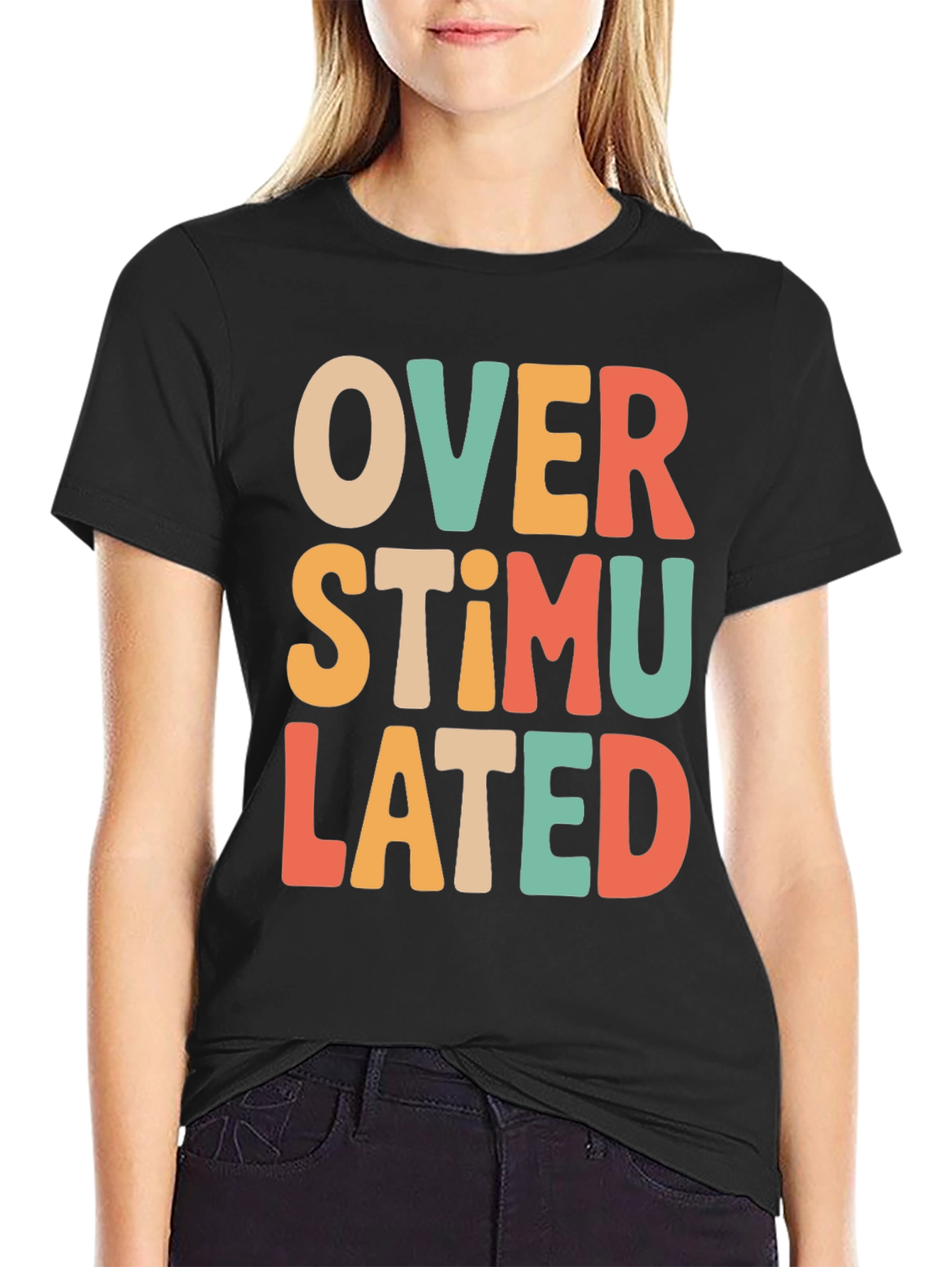 Black Overstimulated Retro T-Shirt - Comfort & Style view 2
