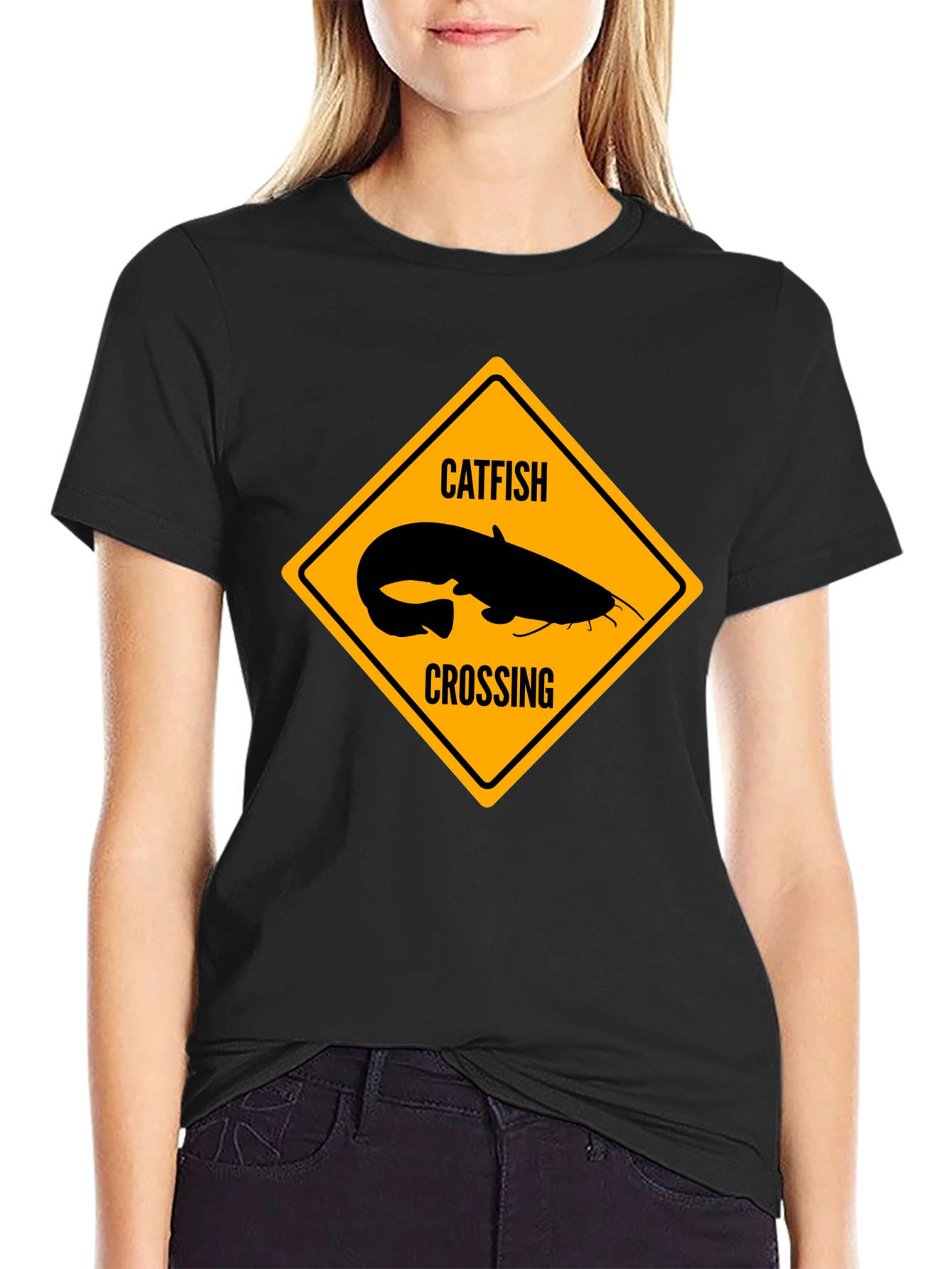 Black Catfish Crossing Graphic T-Shirt - Black view 2