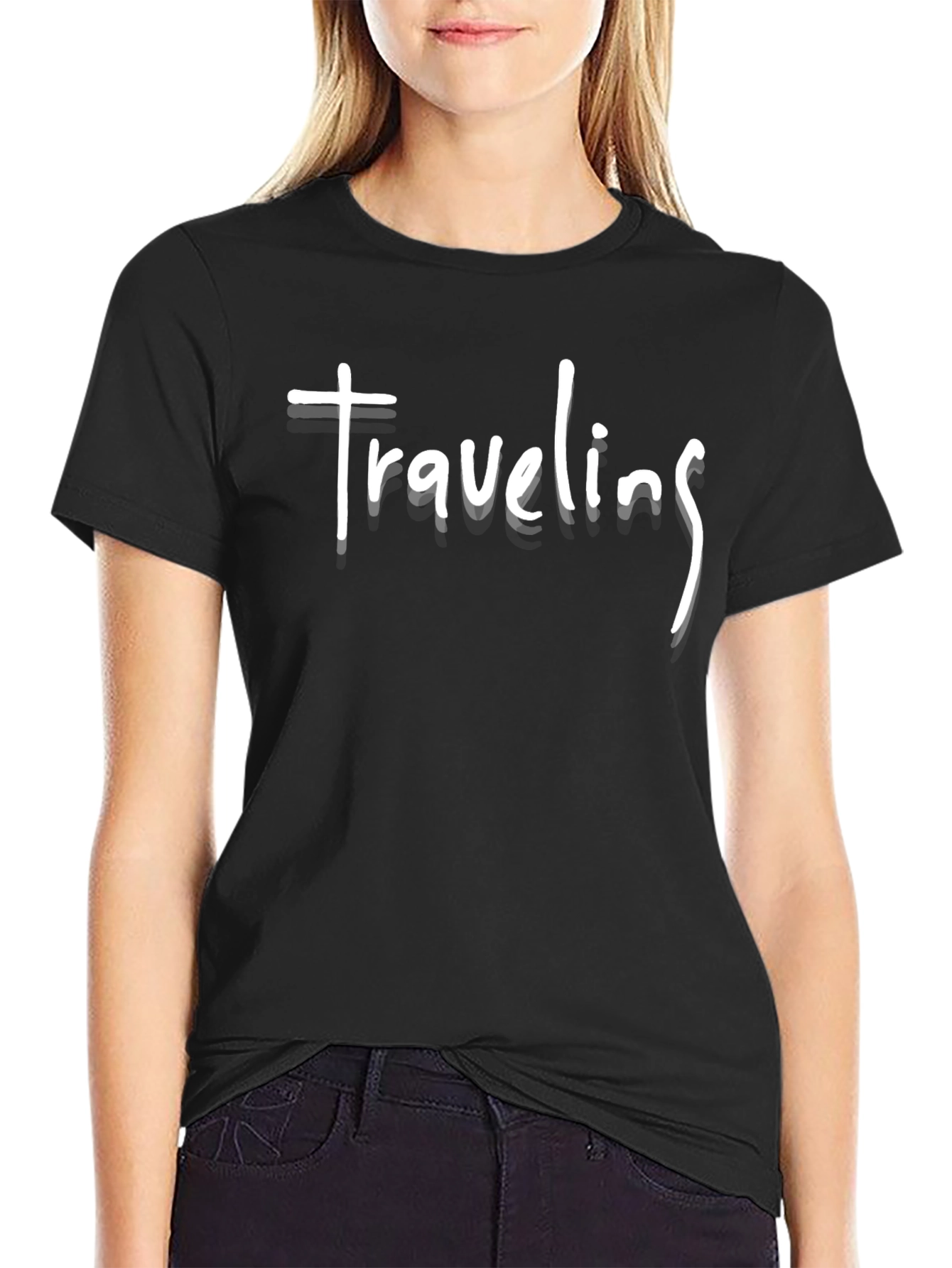 Black Traveling Tee - Black Casual T-Shirt view 2