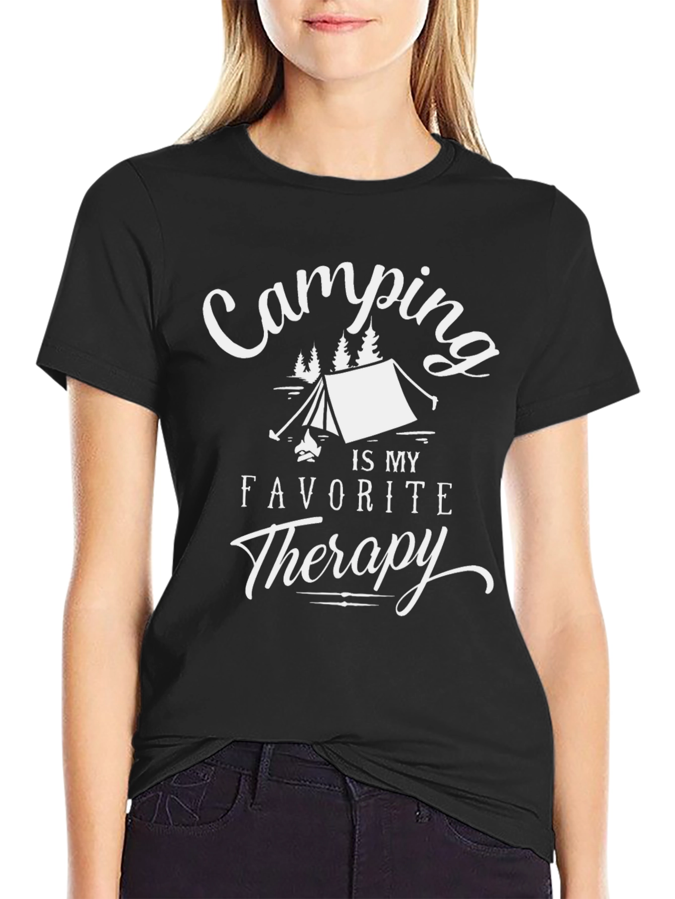 Black Camping is My Favorite Therapy Graphic Tee view 2