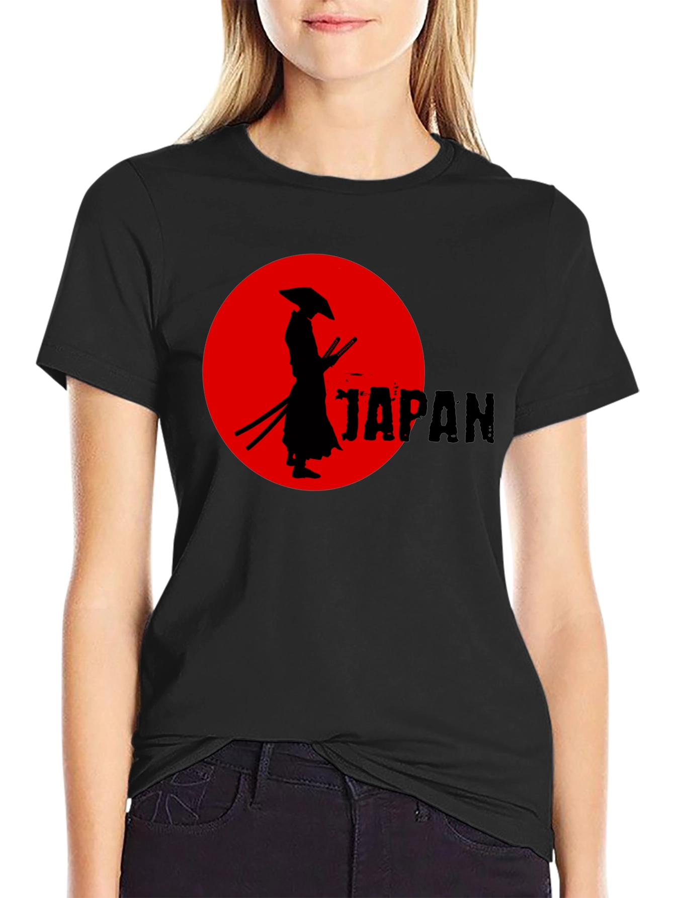 Black Samurai Japan Graphic Tee - Cool Black T-Shirt view 2