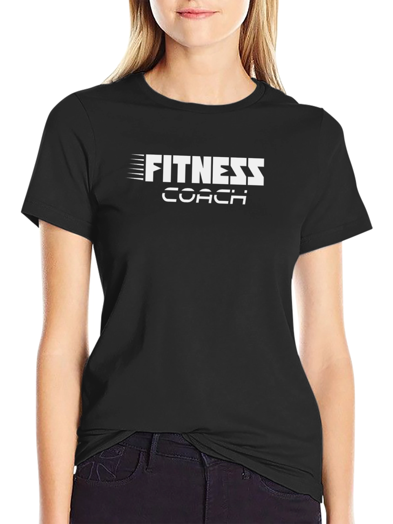 Black Fitness Coach Black T-Shirt view 2