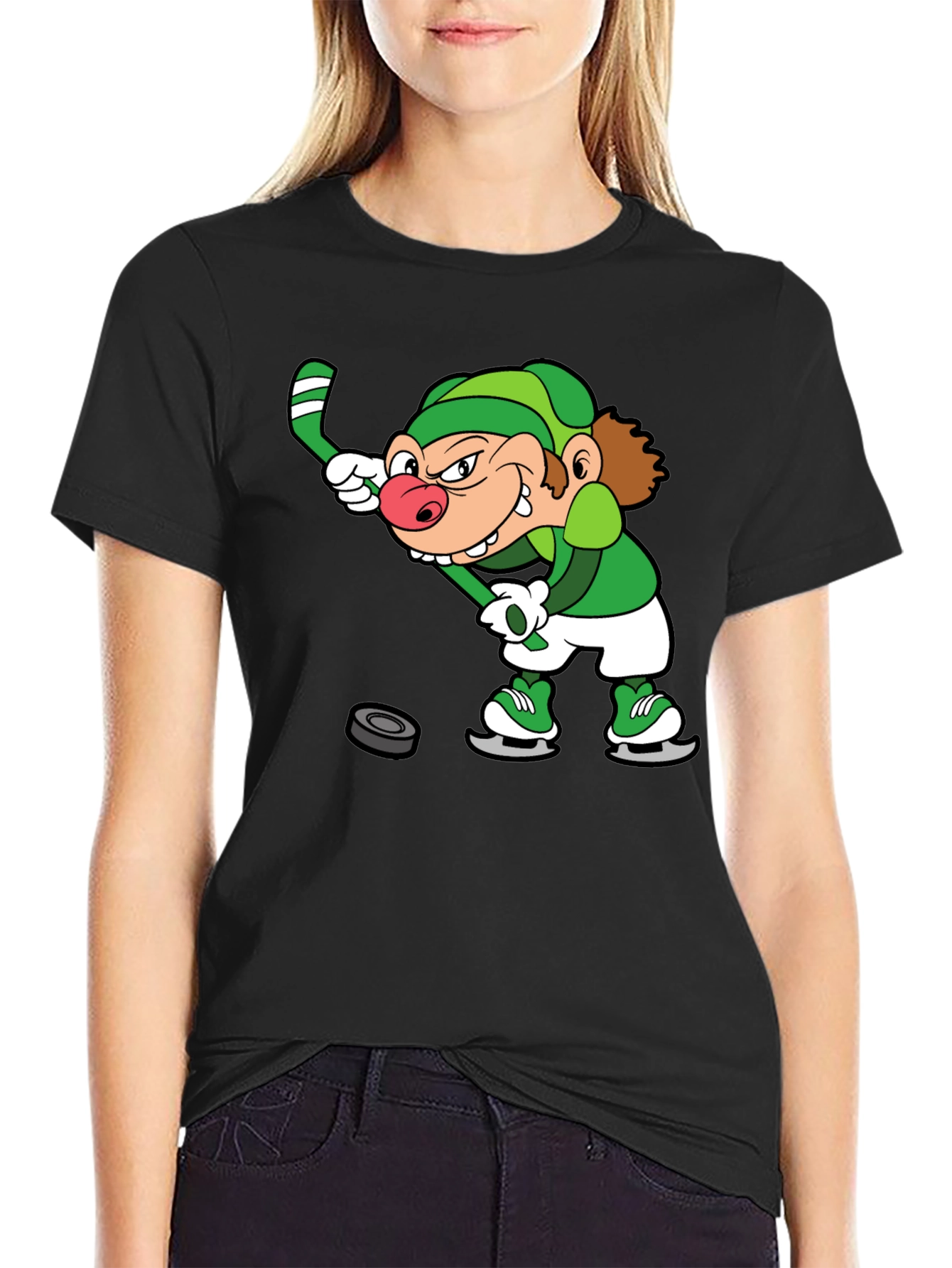 Black Leprechaun Hockey Black T-Shirt view 2