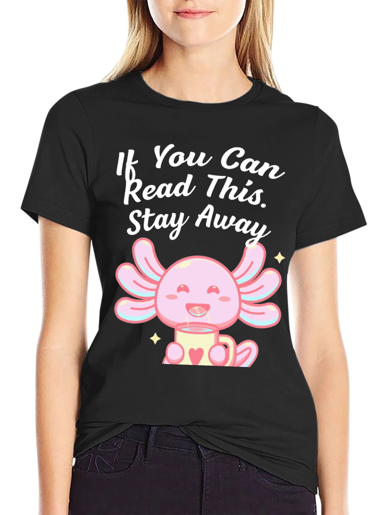 Black Axolotl "Stay Away" Graphic Tee - Black view 2