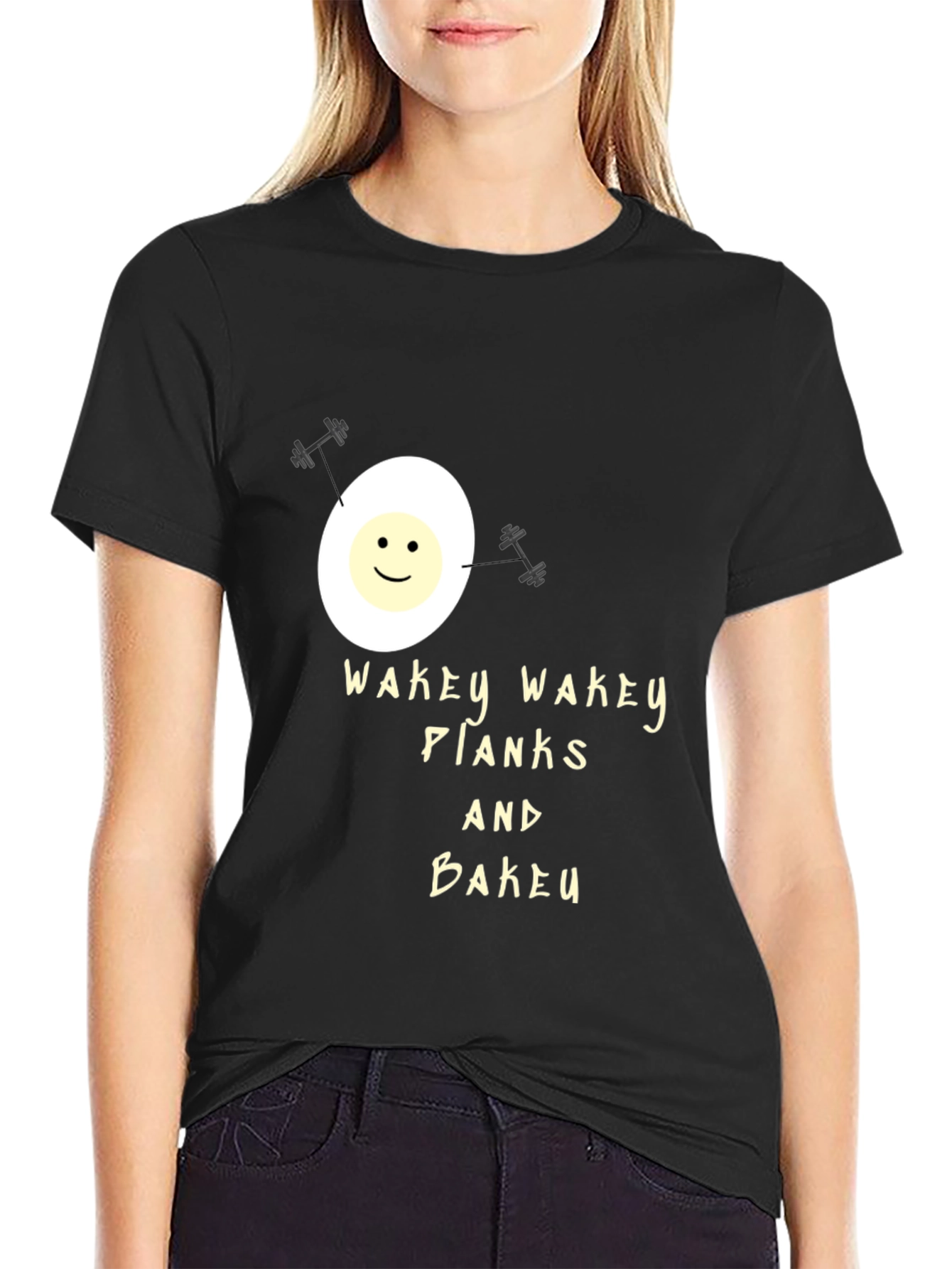 Black Wakey Wakey Planks & Bakey Black Graphic Tee view 2