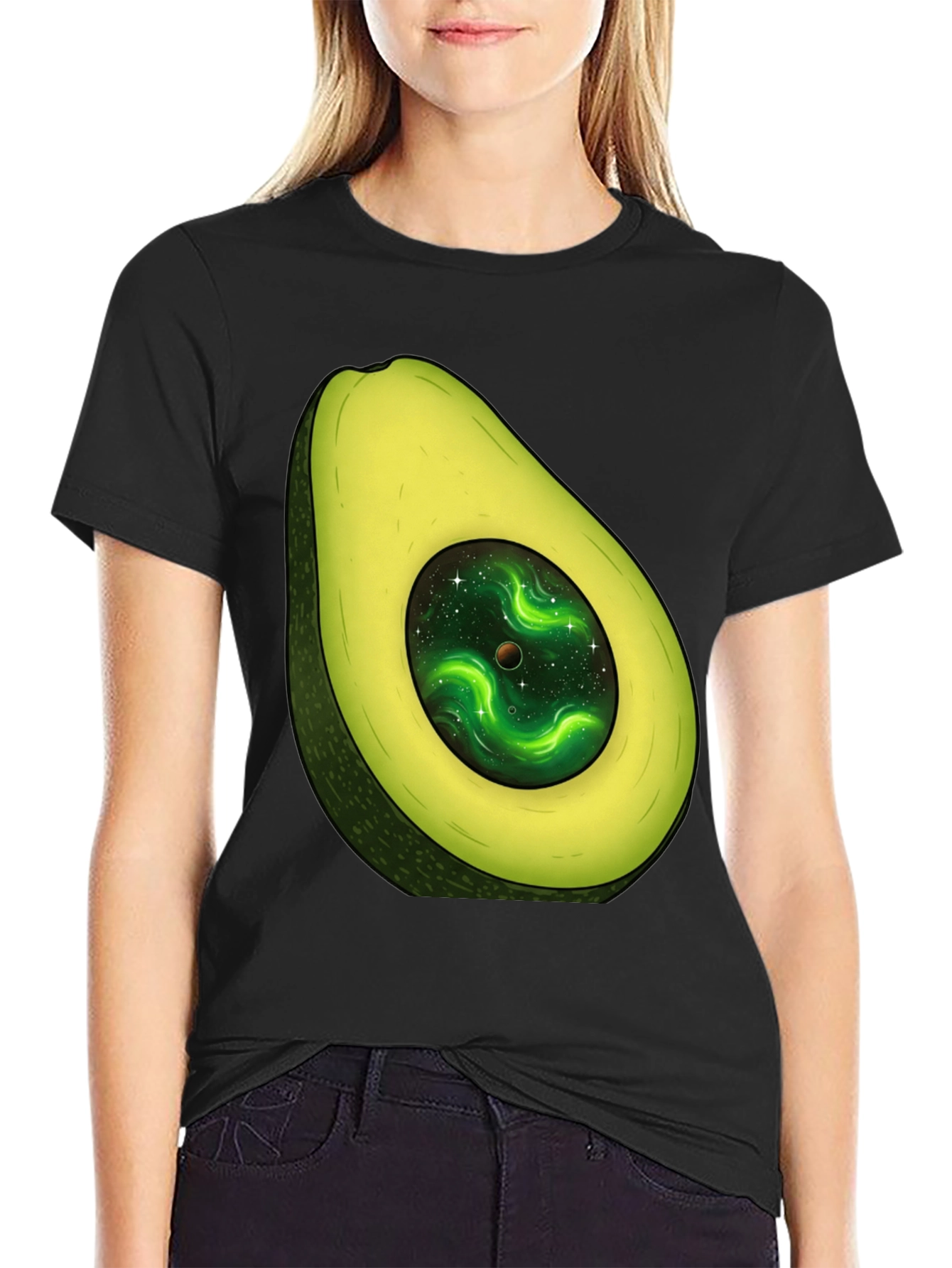 Black Avocado Galaxy T-Shirt - Stylish Unisex Graphic Tee view 2