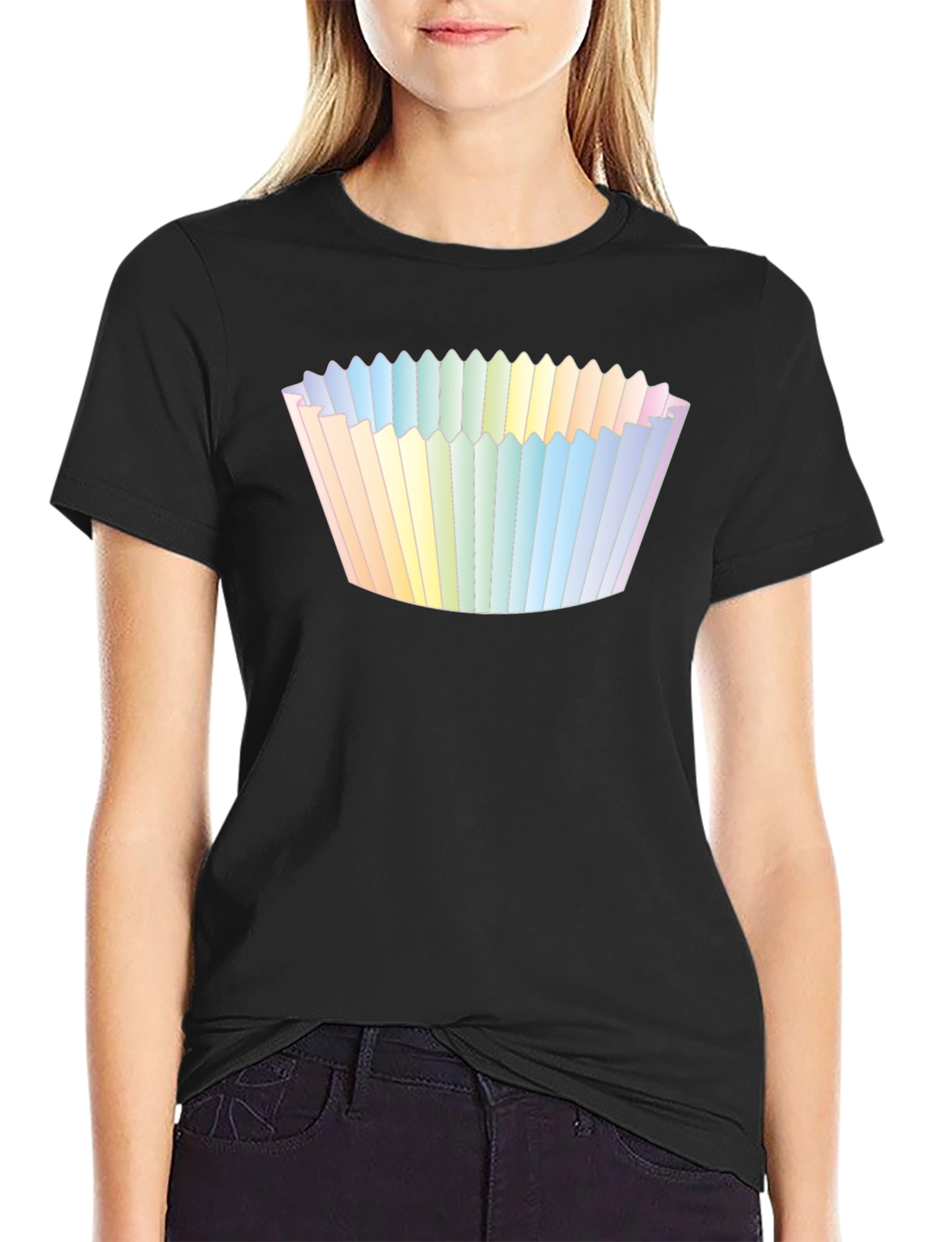 Black Cupcake Liner Graphic Tee - Black Cotton T-Shirt view 2