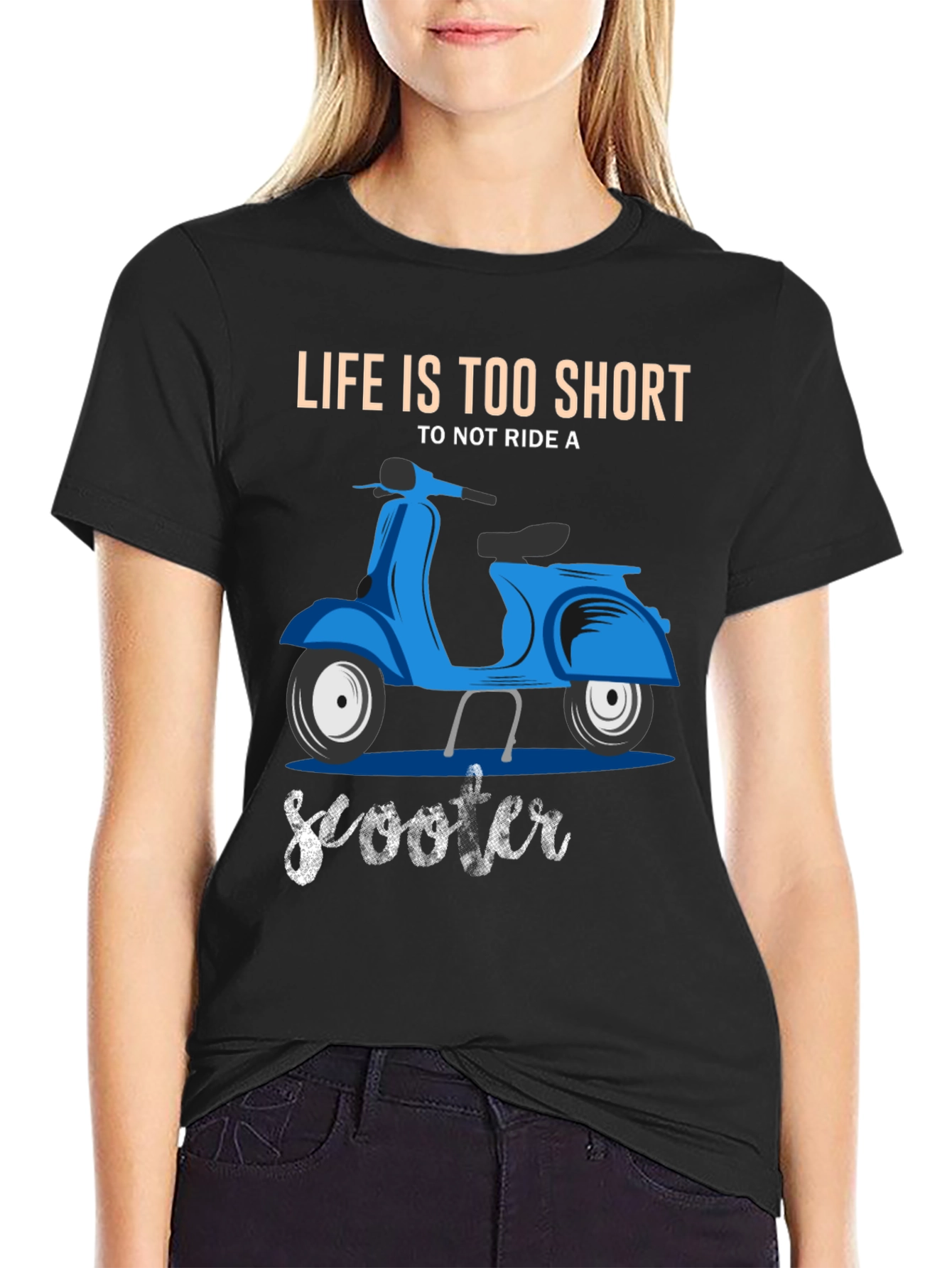 Black Life's Too Short Scooter T-Shirt view 2