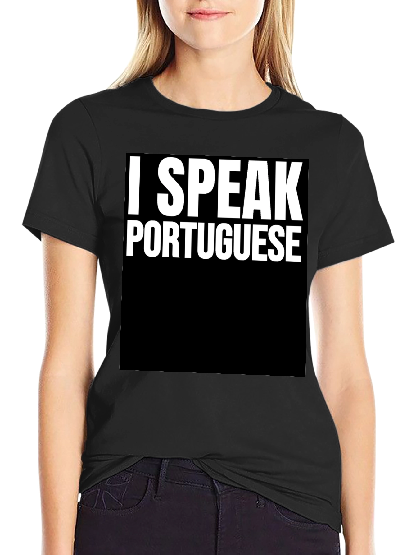 Black I Speak Portuguese Black Graphic Tee view 2