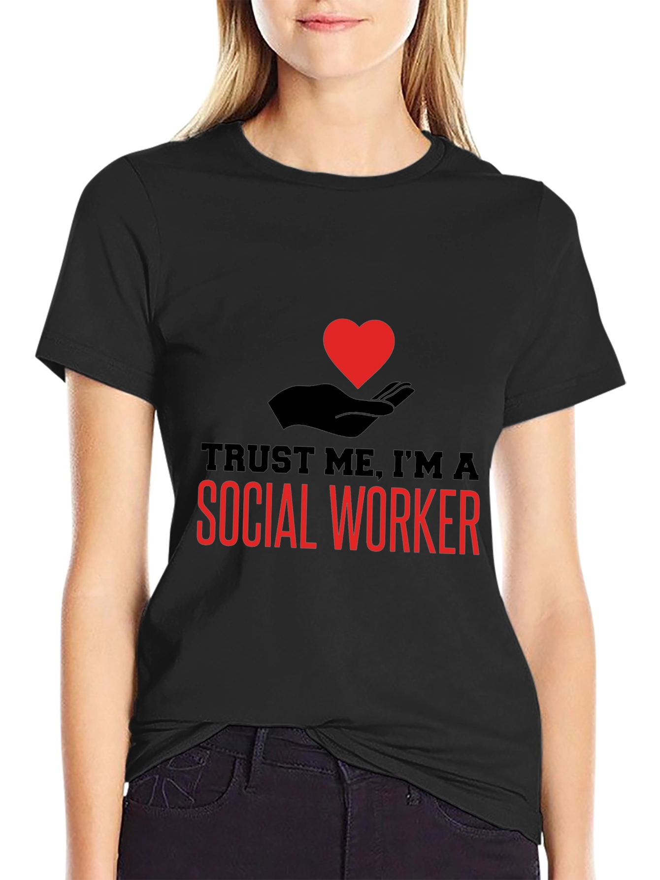 Black Trust Me I'm A Social Worker T-Shirt view 2